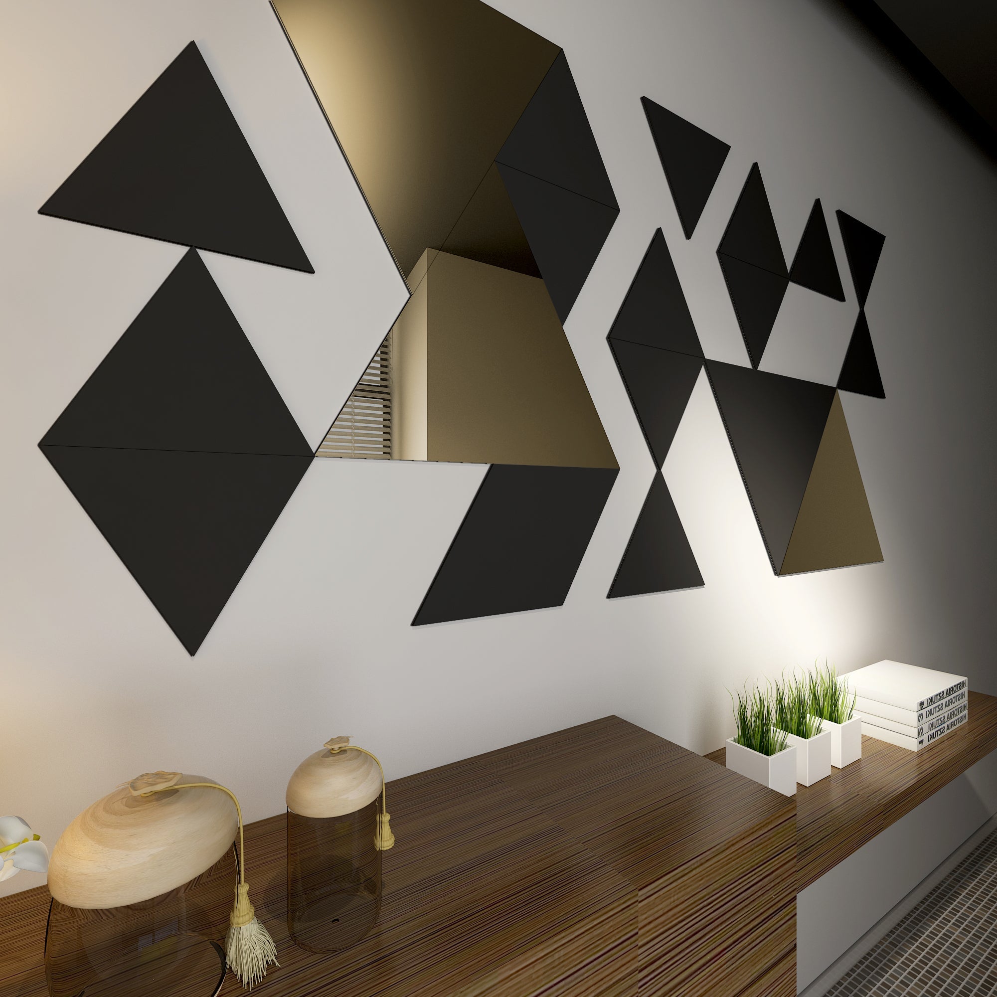 Triangles PVC & Mirror Wall Panels-1