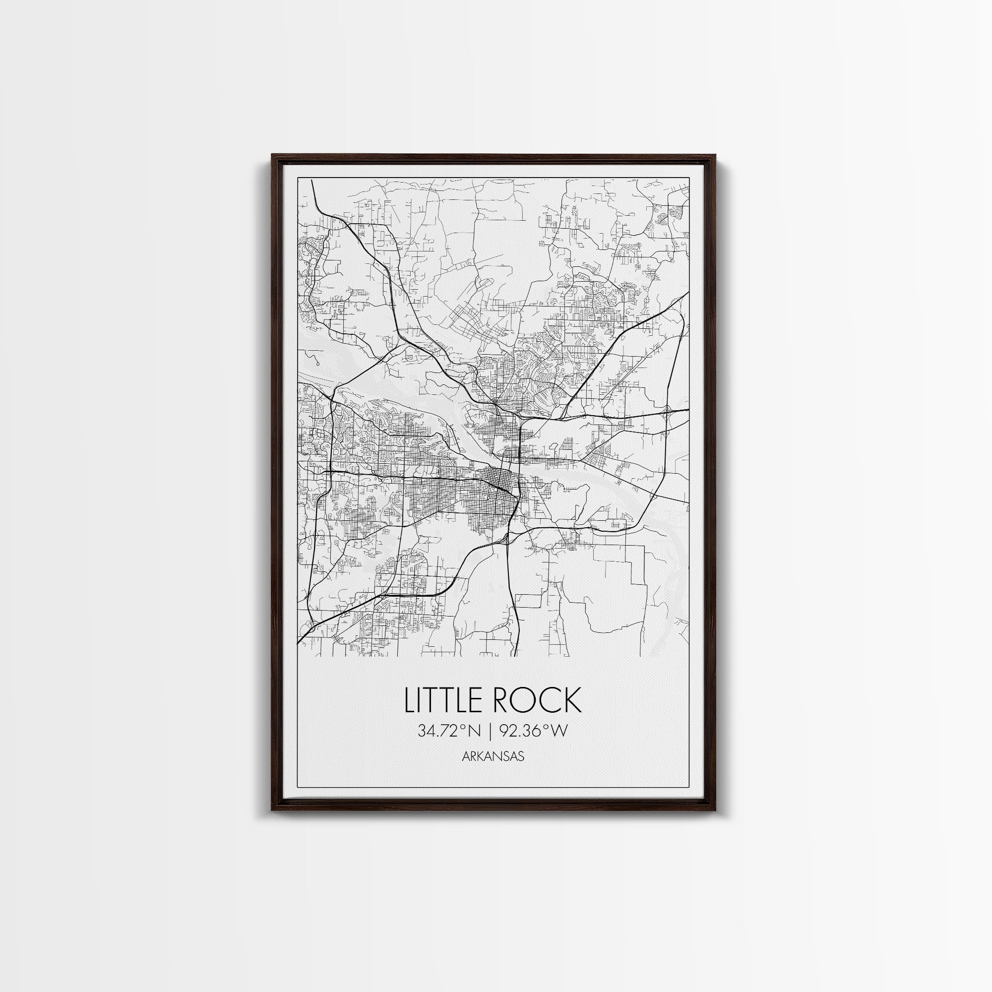 Little Rock Street Map, Arkansas Map, City Map Art, Modern Wall Art, Wall Art, Canvas Print, Travel Lover Gift, Kids Wall Art, Travel Art