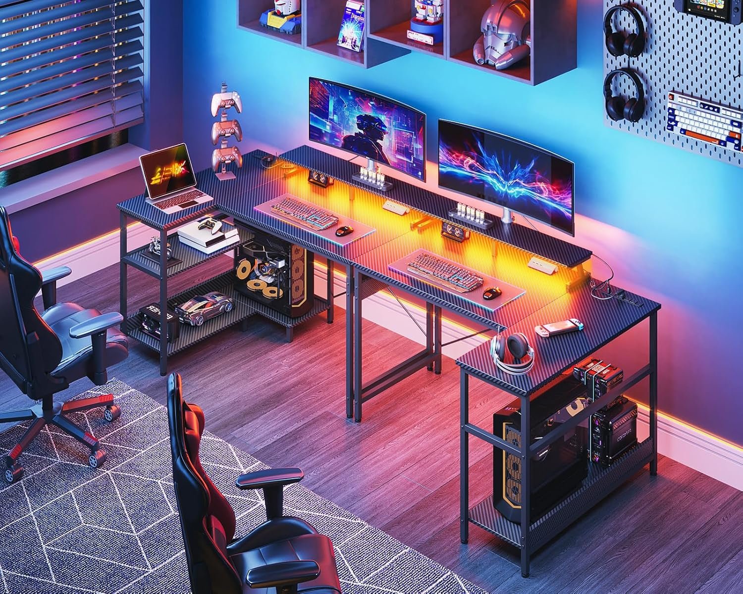 40 Inch Gaming Desk With USB Ports And LED Lights Black