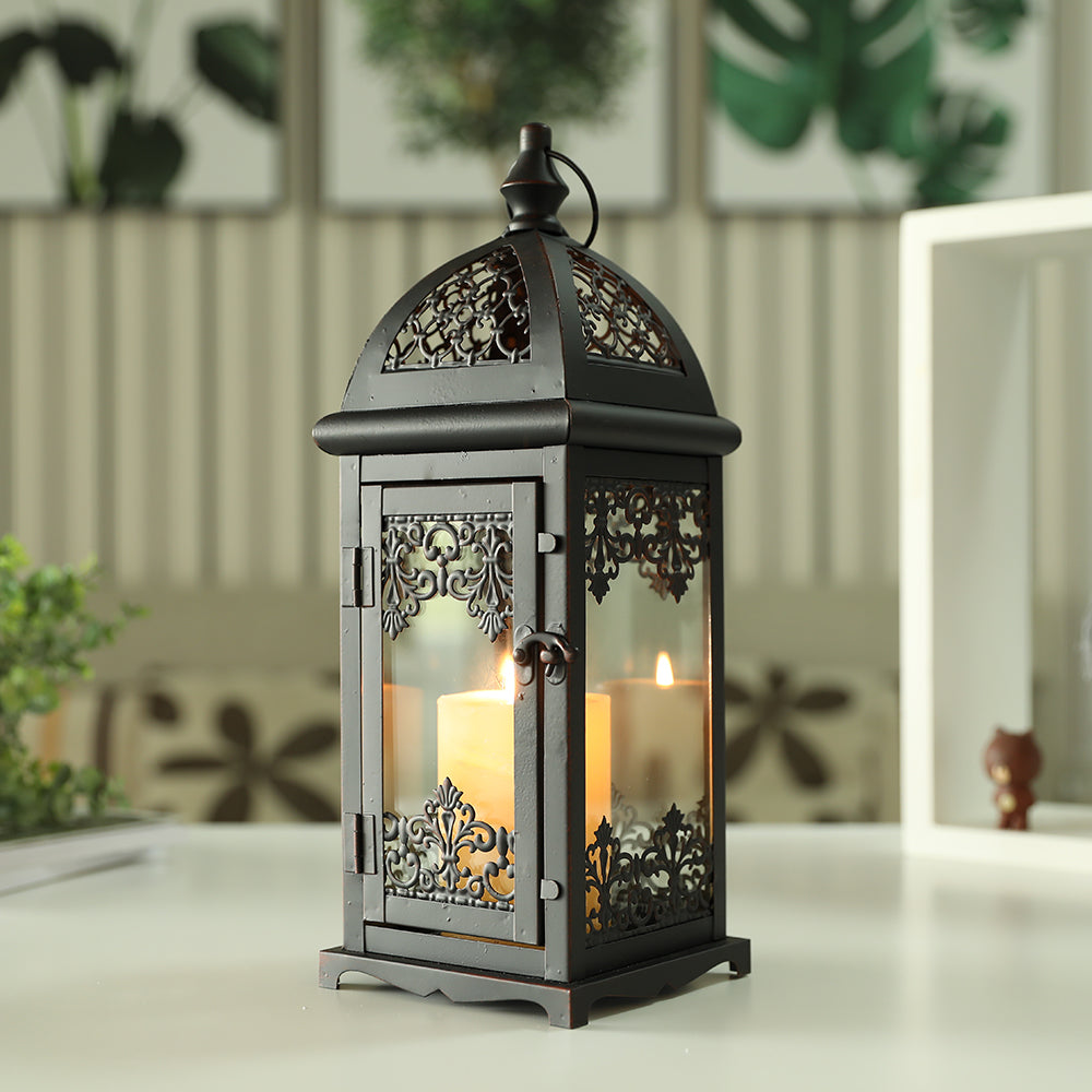 15" High Decorative Candle Lantern Black-1