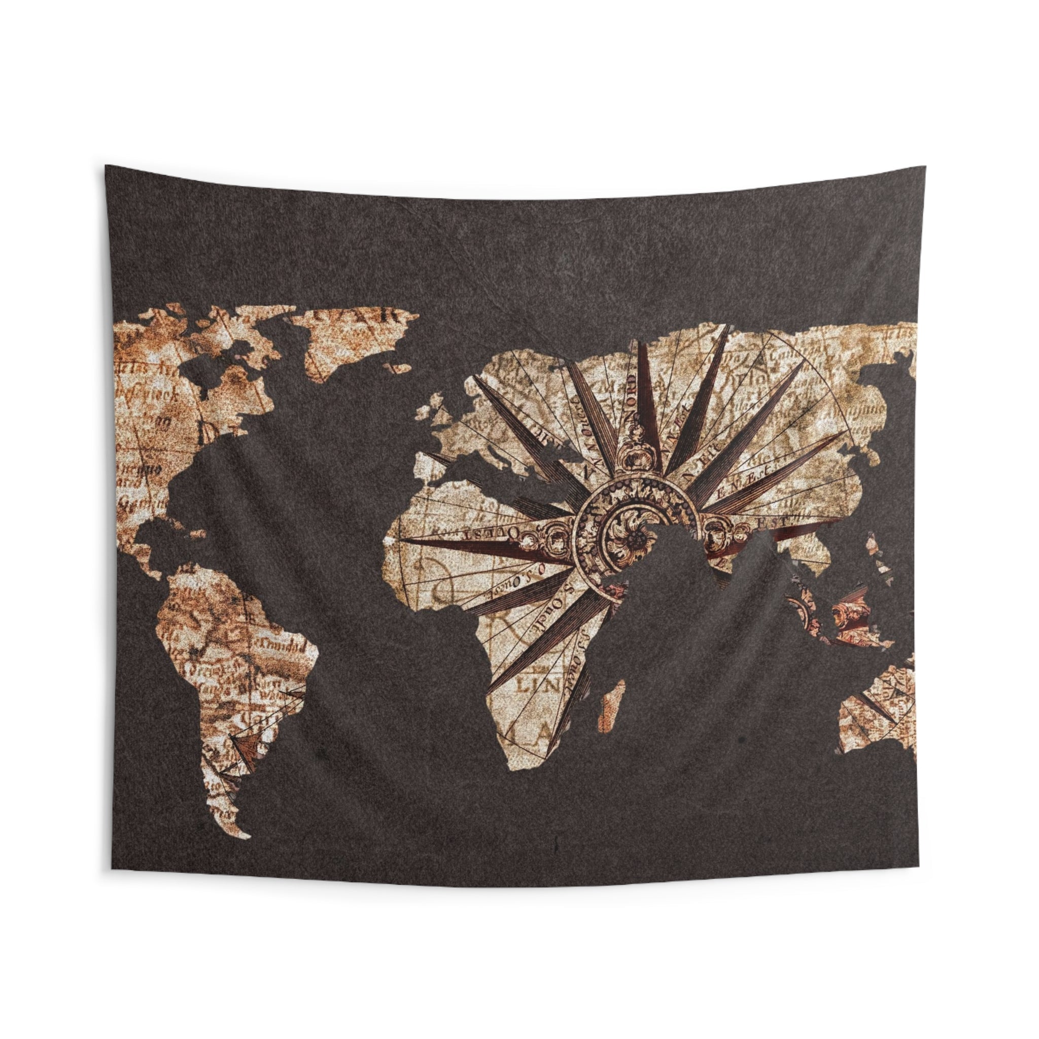 Worldmap Brown Tapestry-1