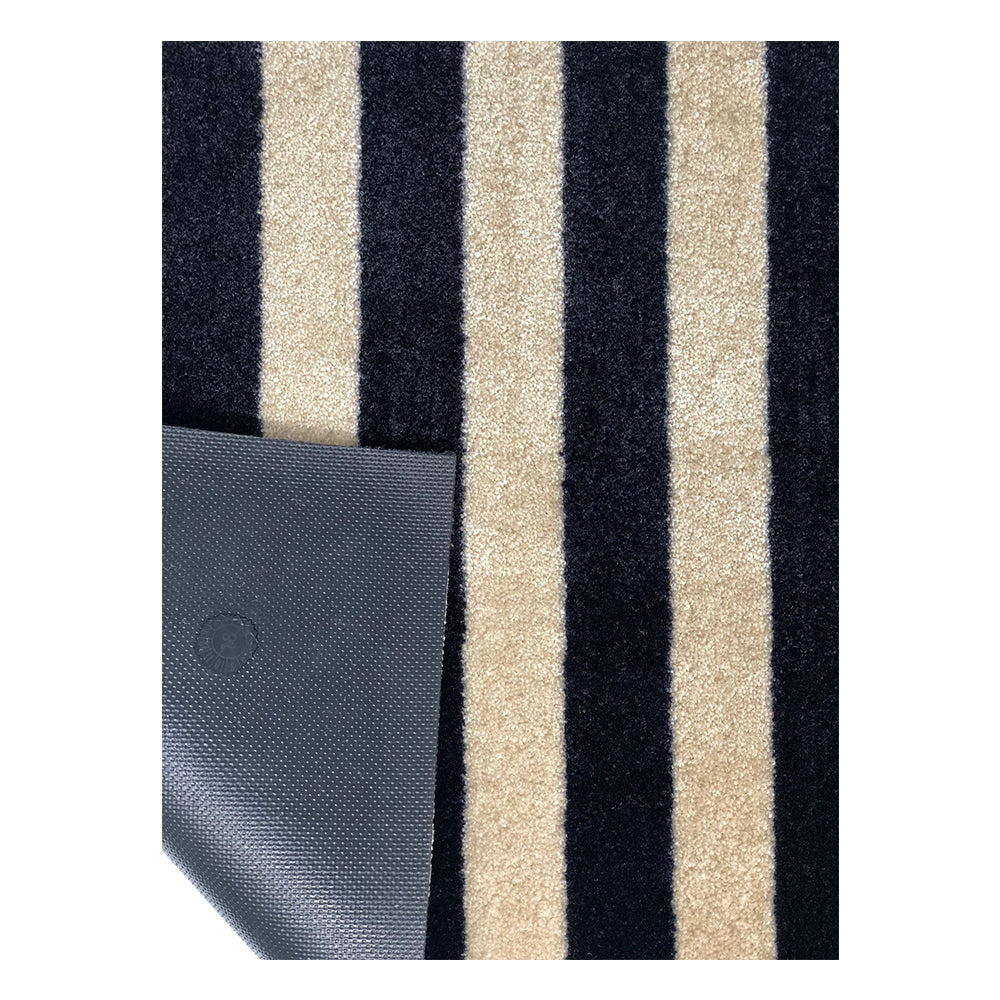 2' X 4' Black and Tan Wide Stripe Washable Floor Mat-5