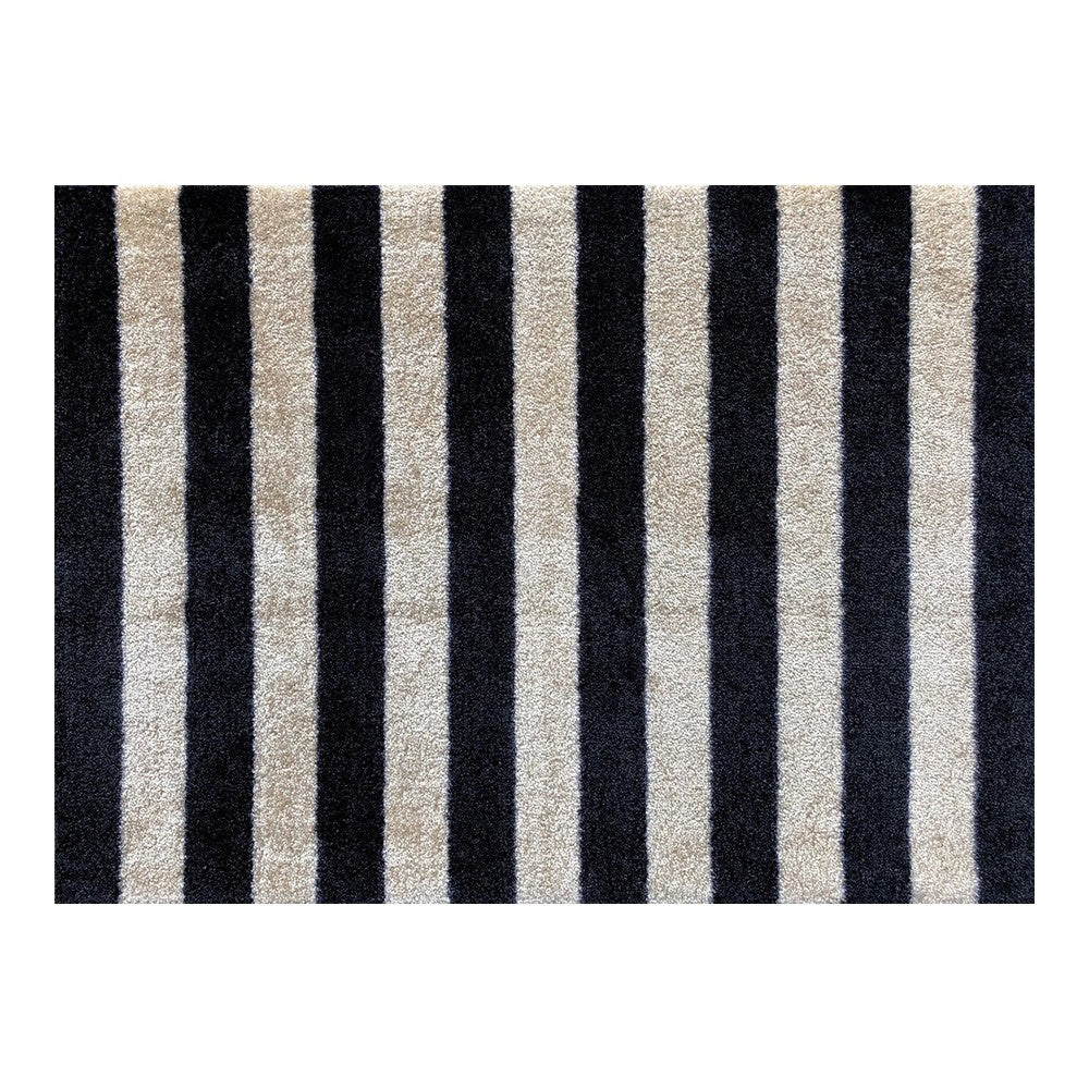 2' X 3' Black and Tan Wide Stripe Washable Floor Mat-1