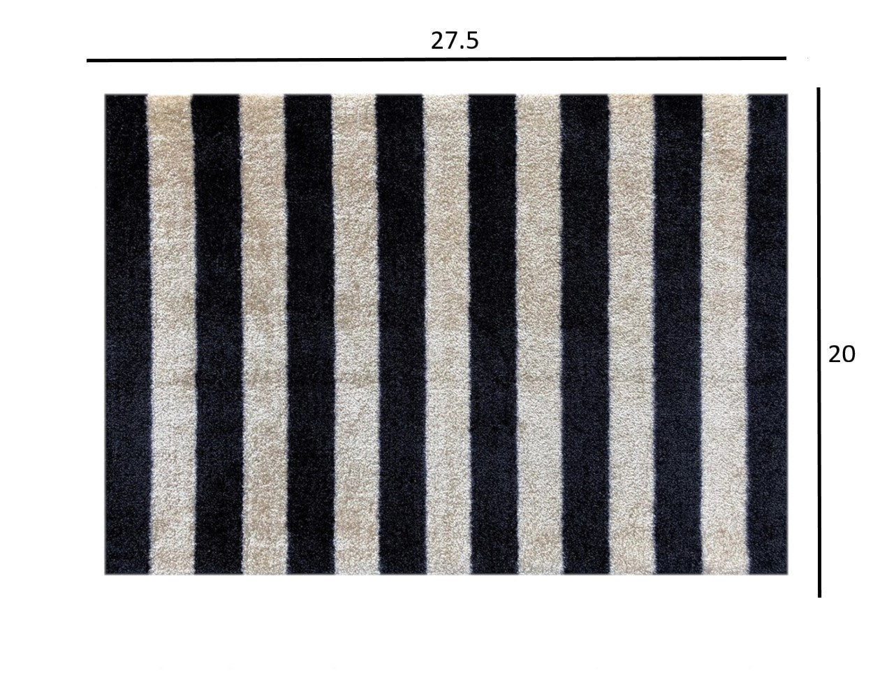 2' X 3' Black and Tan Wide Stripe Washable Floor Mat-2