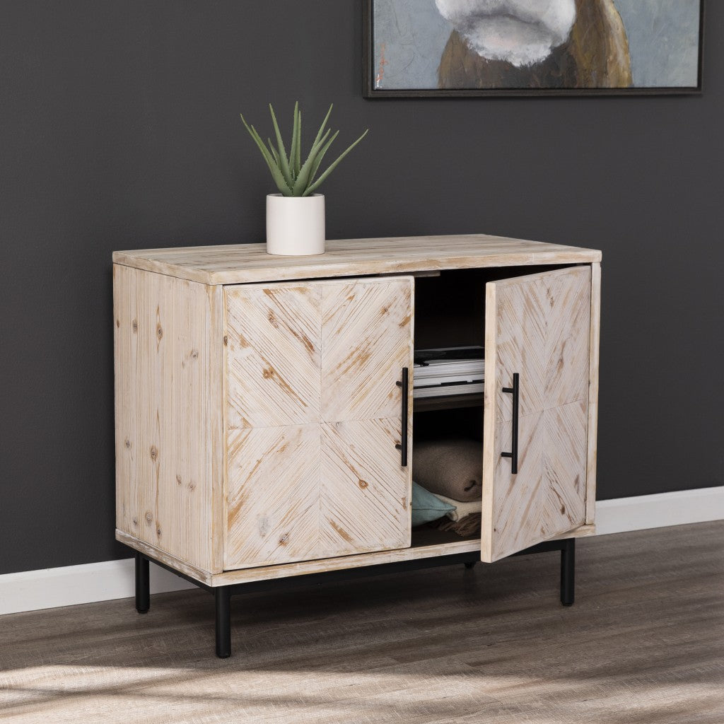 Modern Farmhouse Rustic Natural Accent Storage Cabinet-7