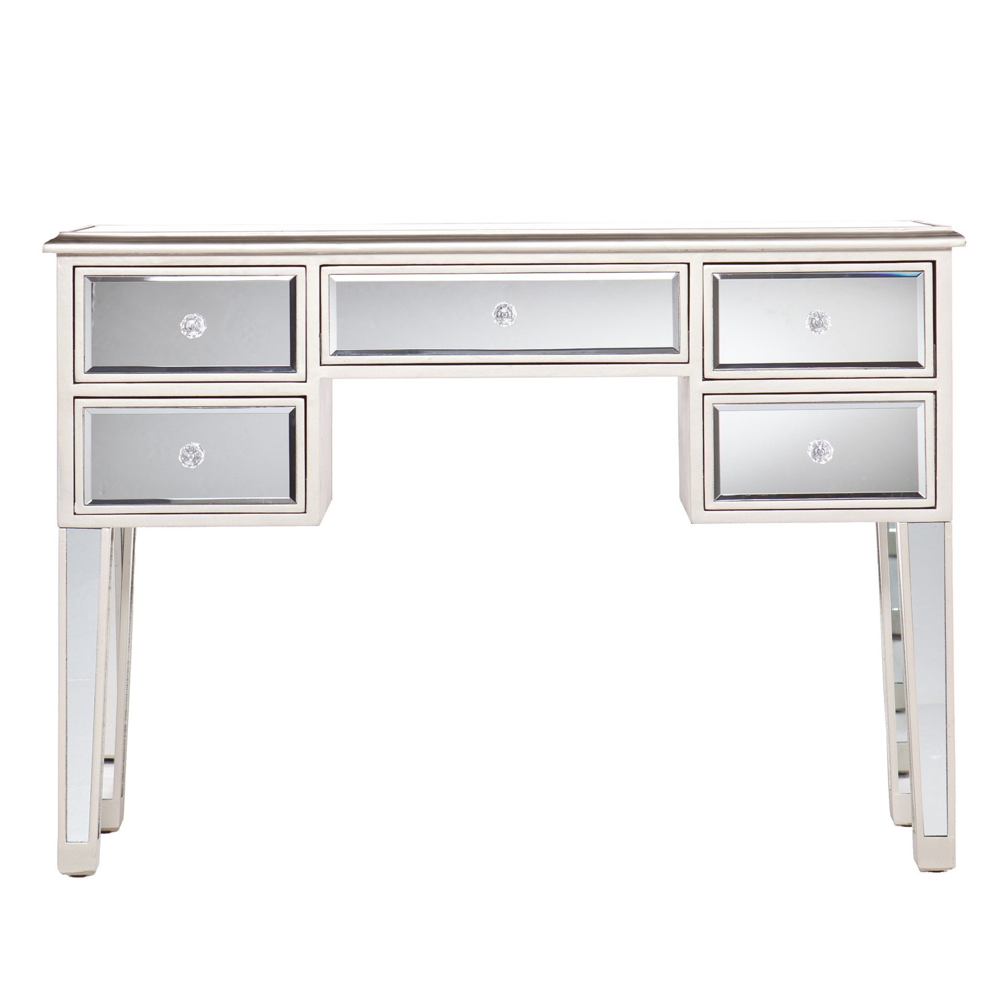 43" Silver Mirrored Glass Console Table With Storage-0