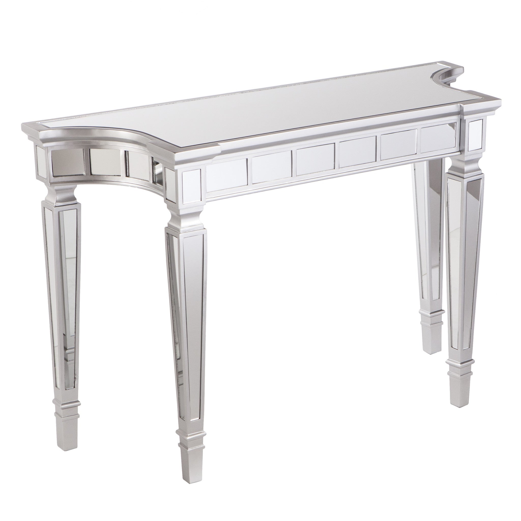 45" Silver Mirrored Glass Free Form Console Table-0