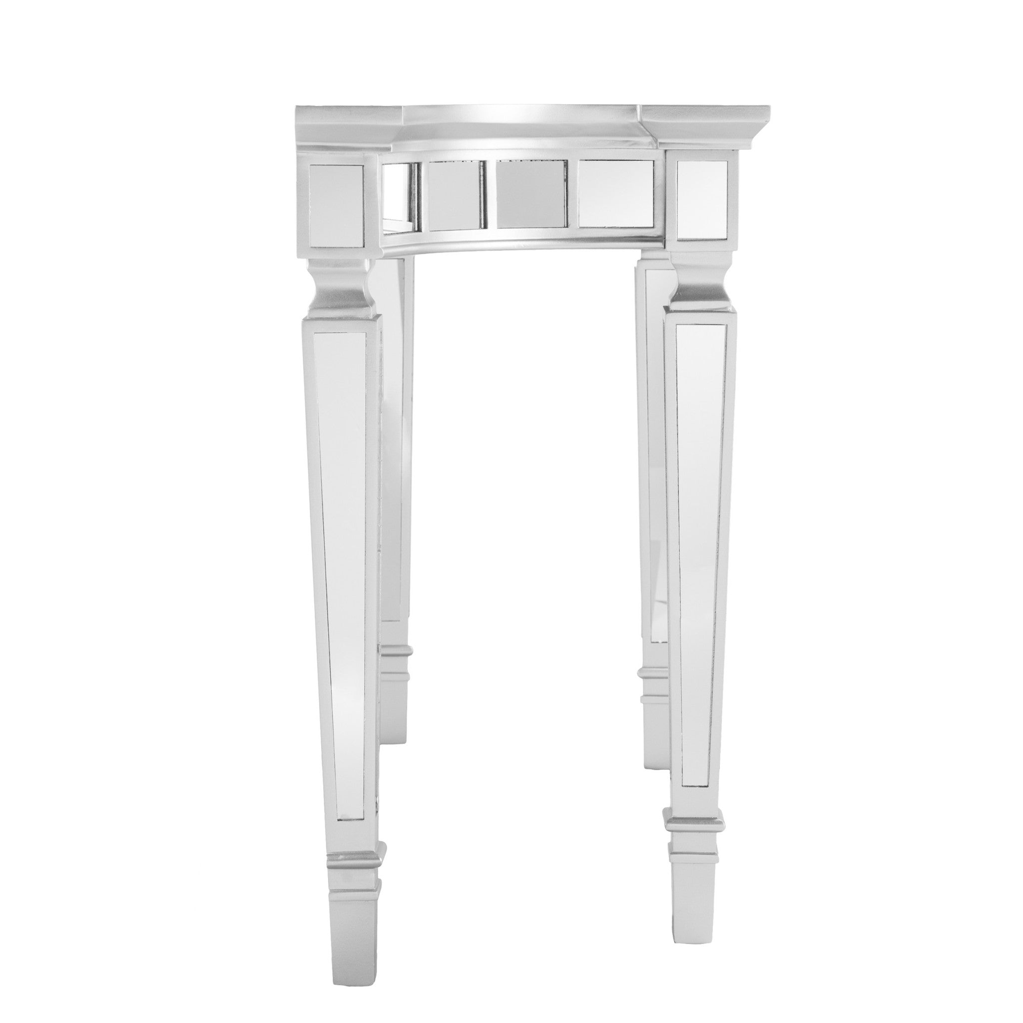 45" Silver Mirrored Glass Free Form Console Table-1