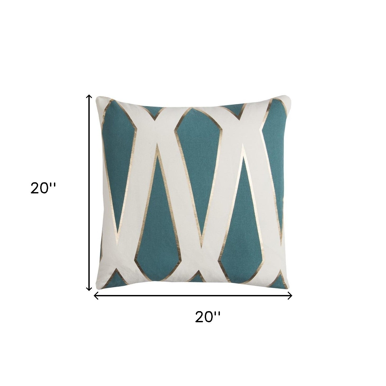 Teal Ivory Geometric Linework Throw Pillow-4