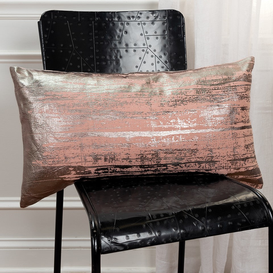 Blush Distressed Brush Stroke Lumbar Pillow-3