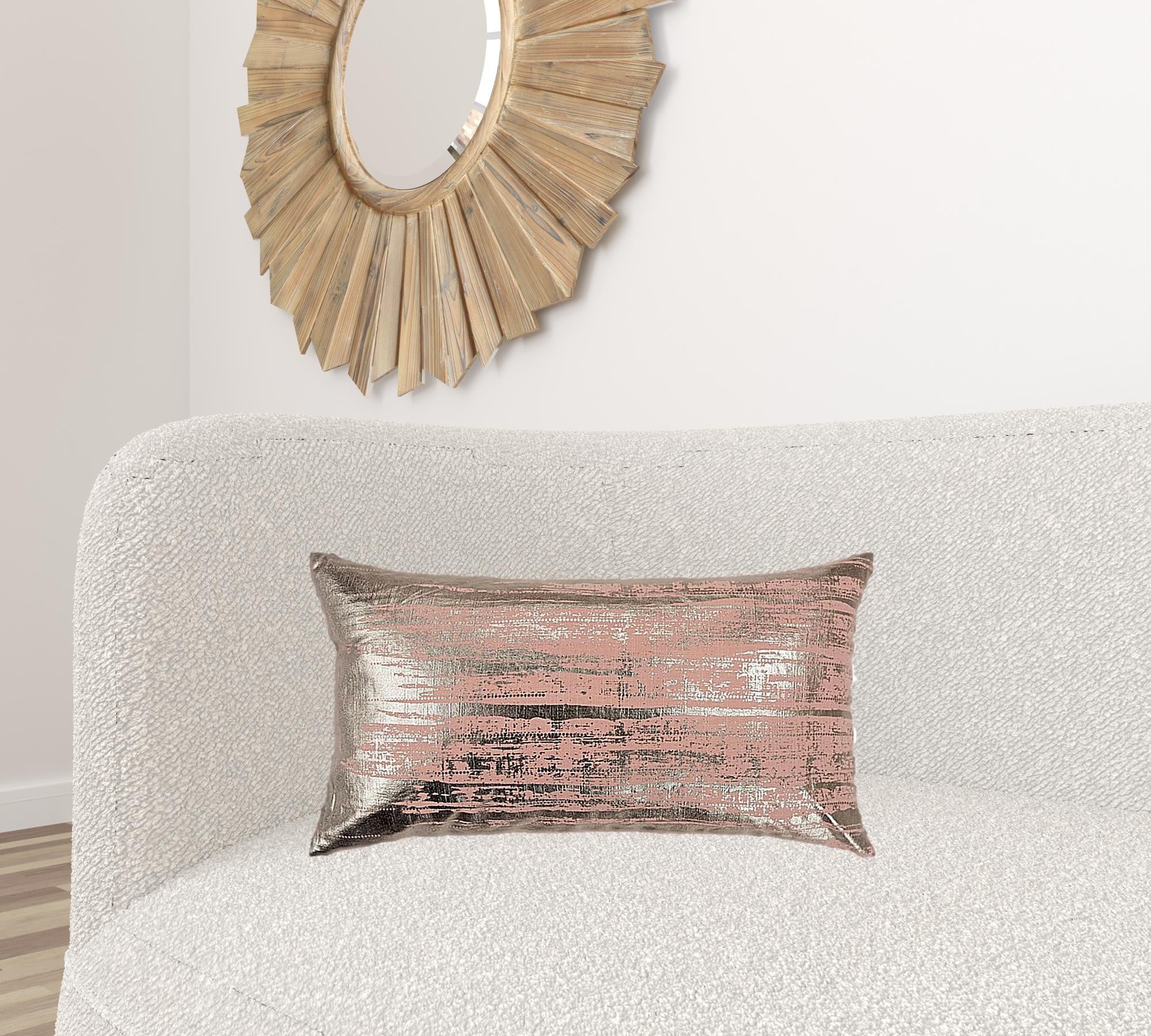 Blush Distressed Brush Stroke Lumbar Pillow-1