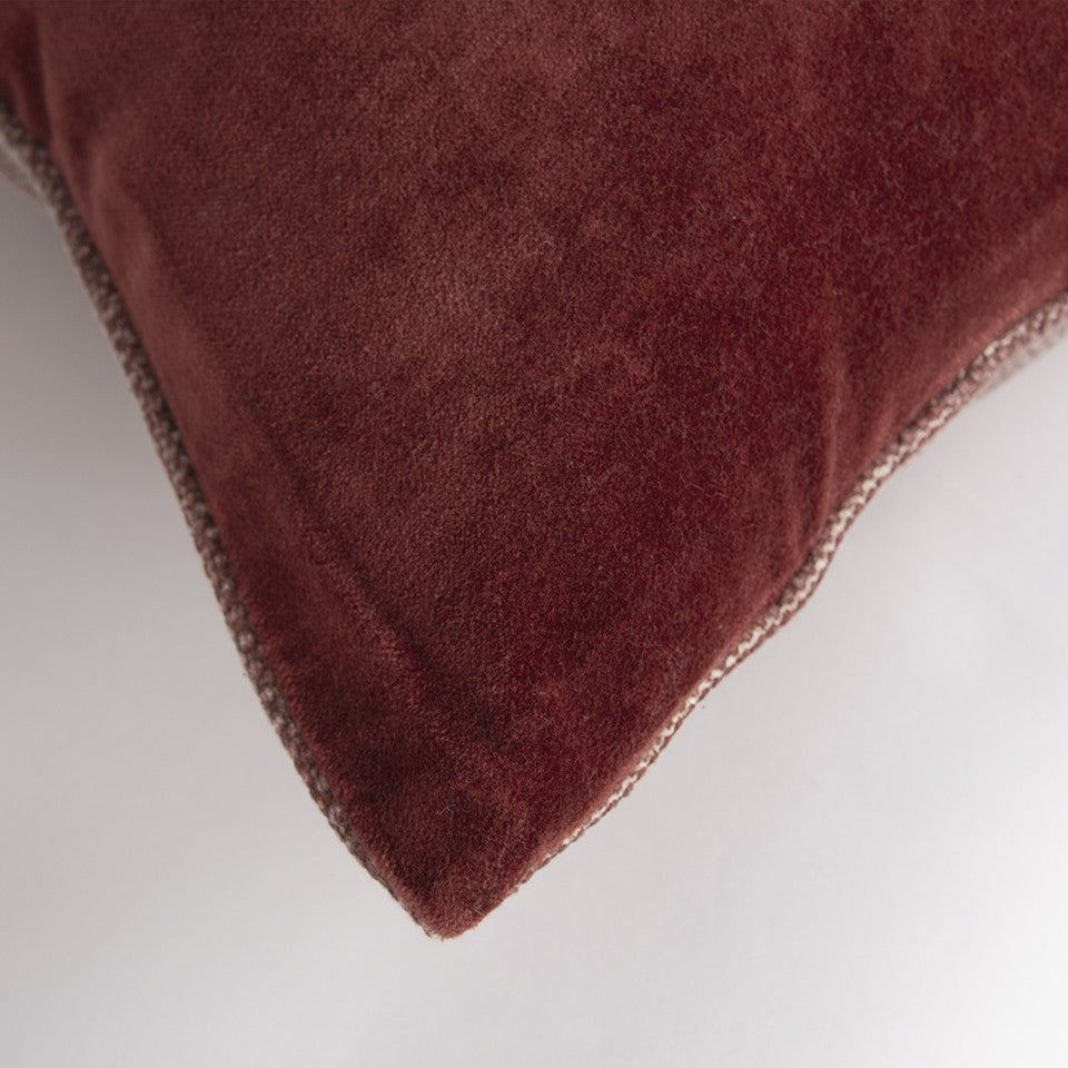 22" Rust Cotton Velvet Throw Pillow-4