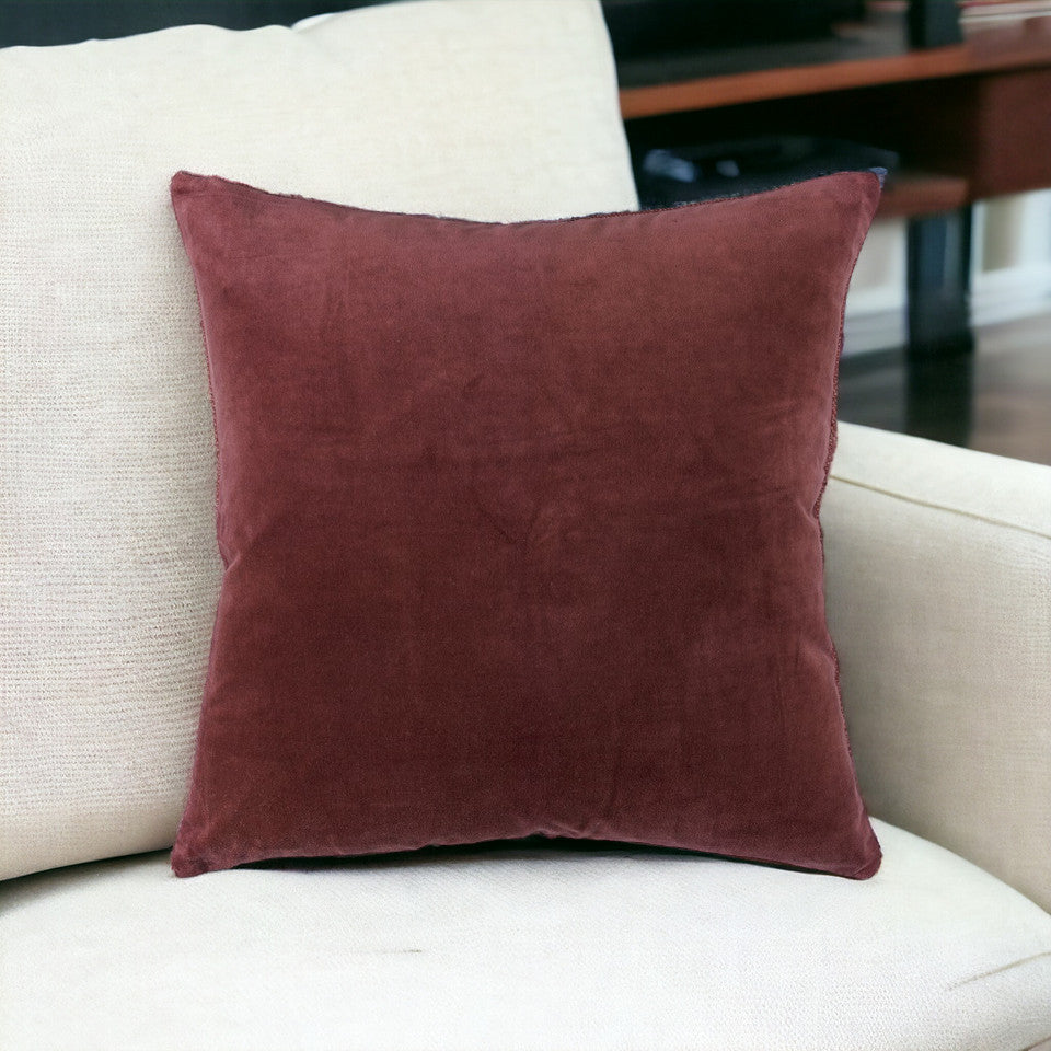 22" Rust Cotton Velvet Throw Pillow-0