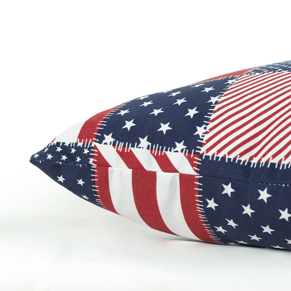 Red Blue American Flag Indoor Outdoor Throw Pillow-3