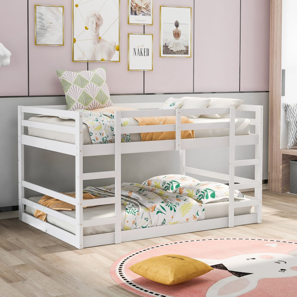 Pastel White Full Over Full Dual Ladder Bunk Bed-8