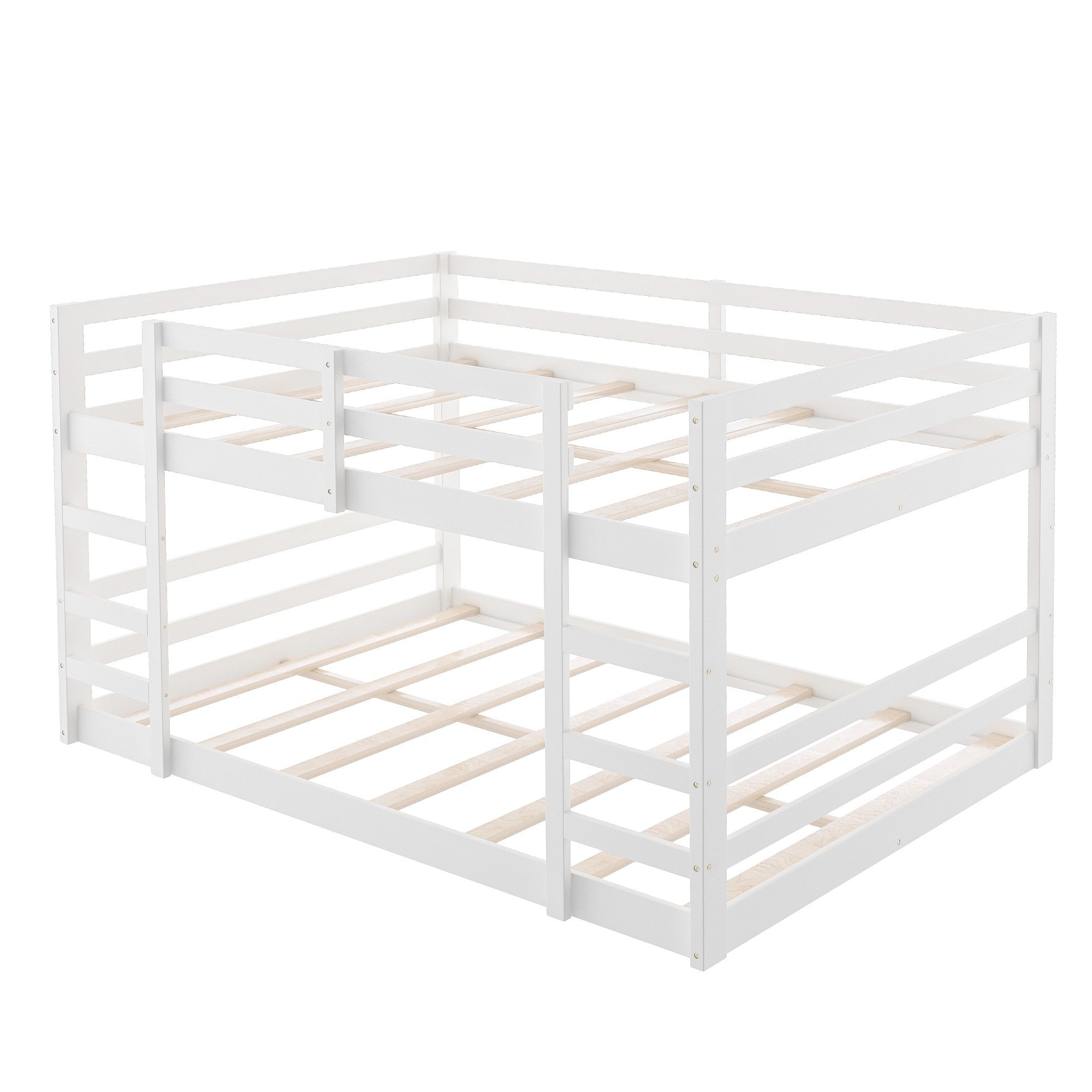 Pastel White Full Over Full Dual Ladder Bunk Bed-1