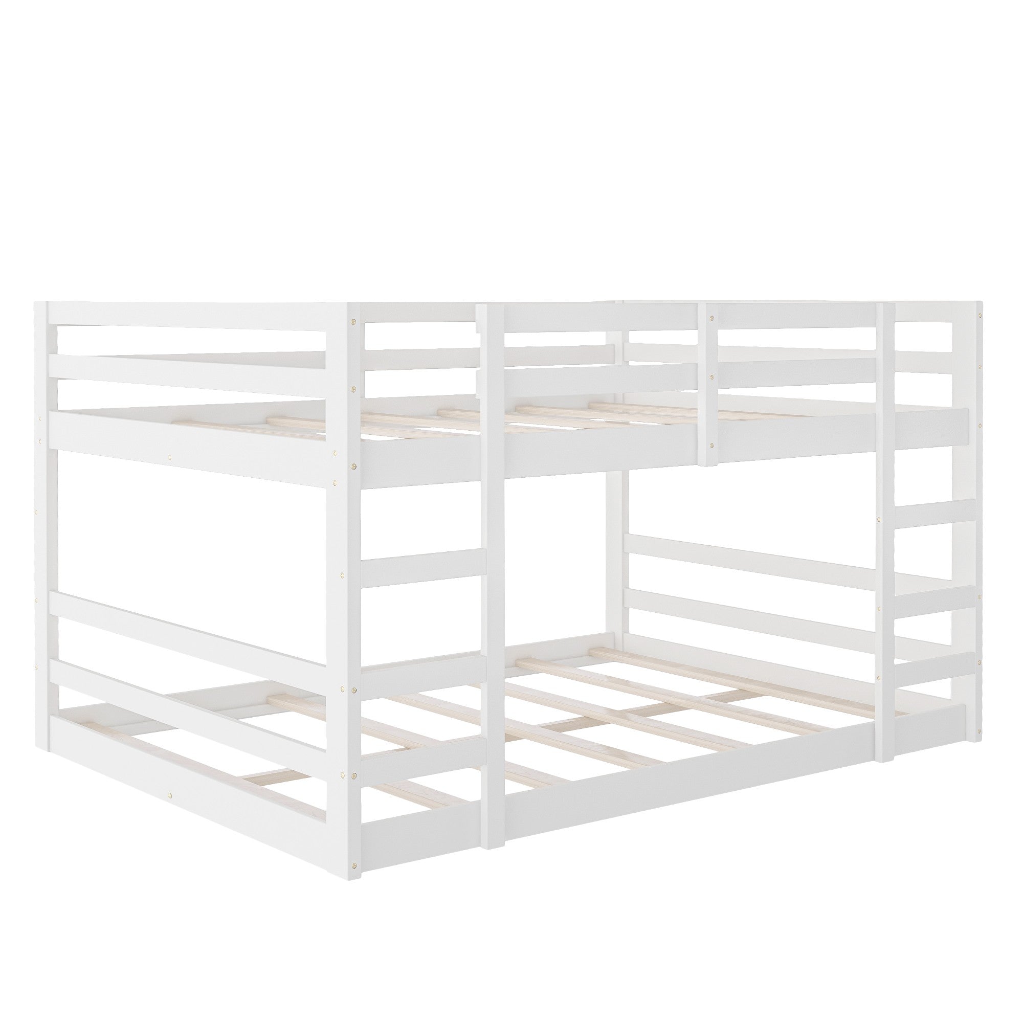 Pastel White Full Over Full Dual Ladder Bunk Bed-2