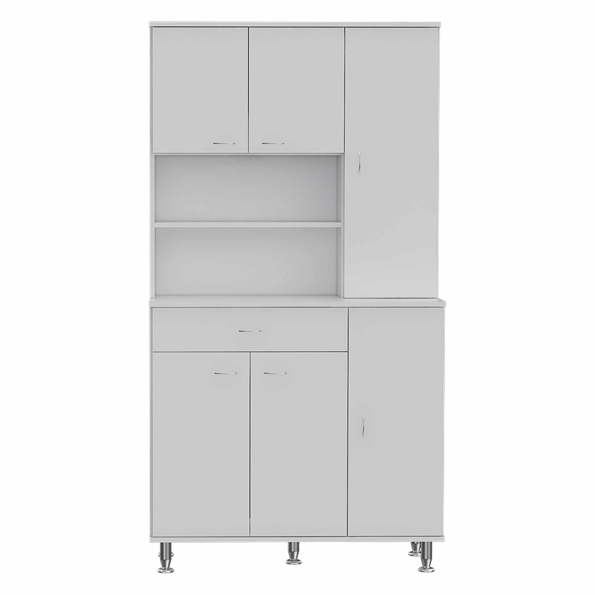 White Pantry Cabinet with Multiple Storage Shelves-0