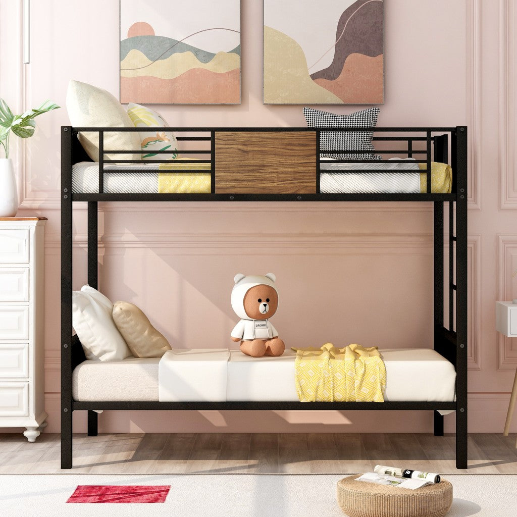 Black Brown Twin Over Twin Bunk Bed-1