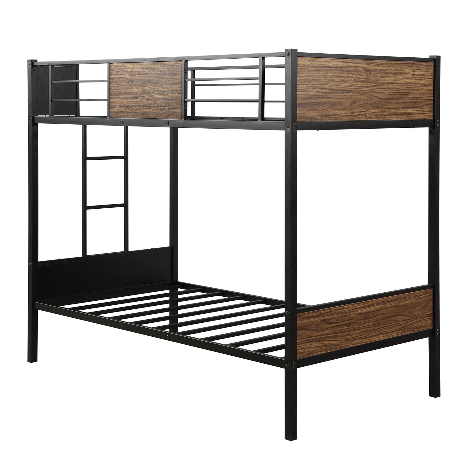 Black Brown Twin Over Twin Bunk Bed-5