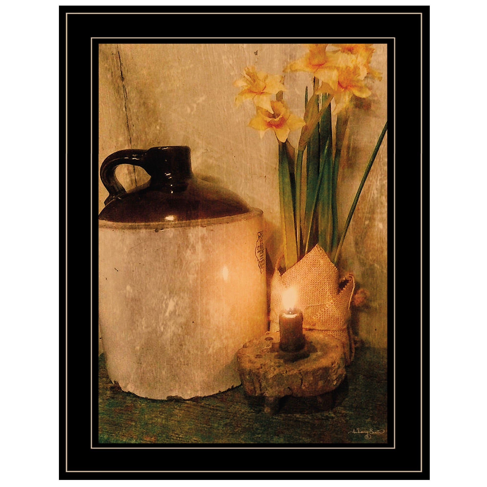 Daffodils 2 Black Framed Print Wall Art-1