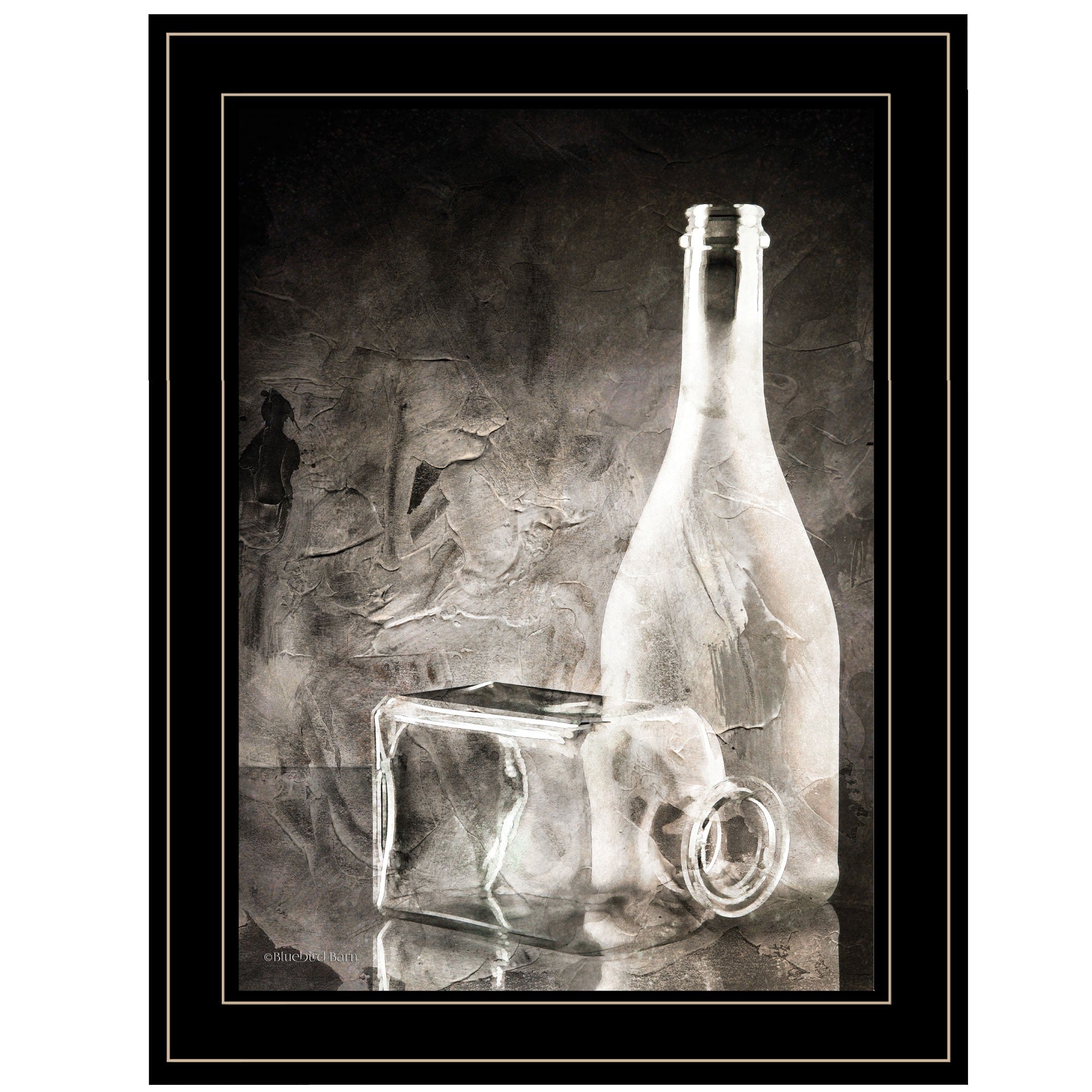 Moody Gray Glassware Still Life 3 Black Framed Print Kitchen Wall Art-0