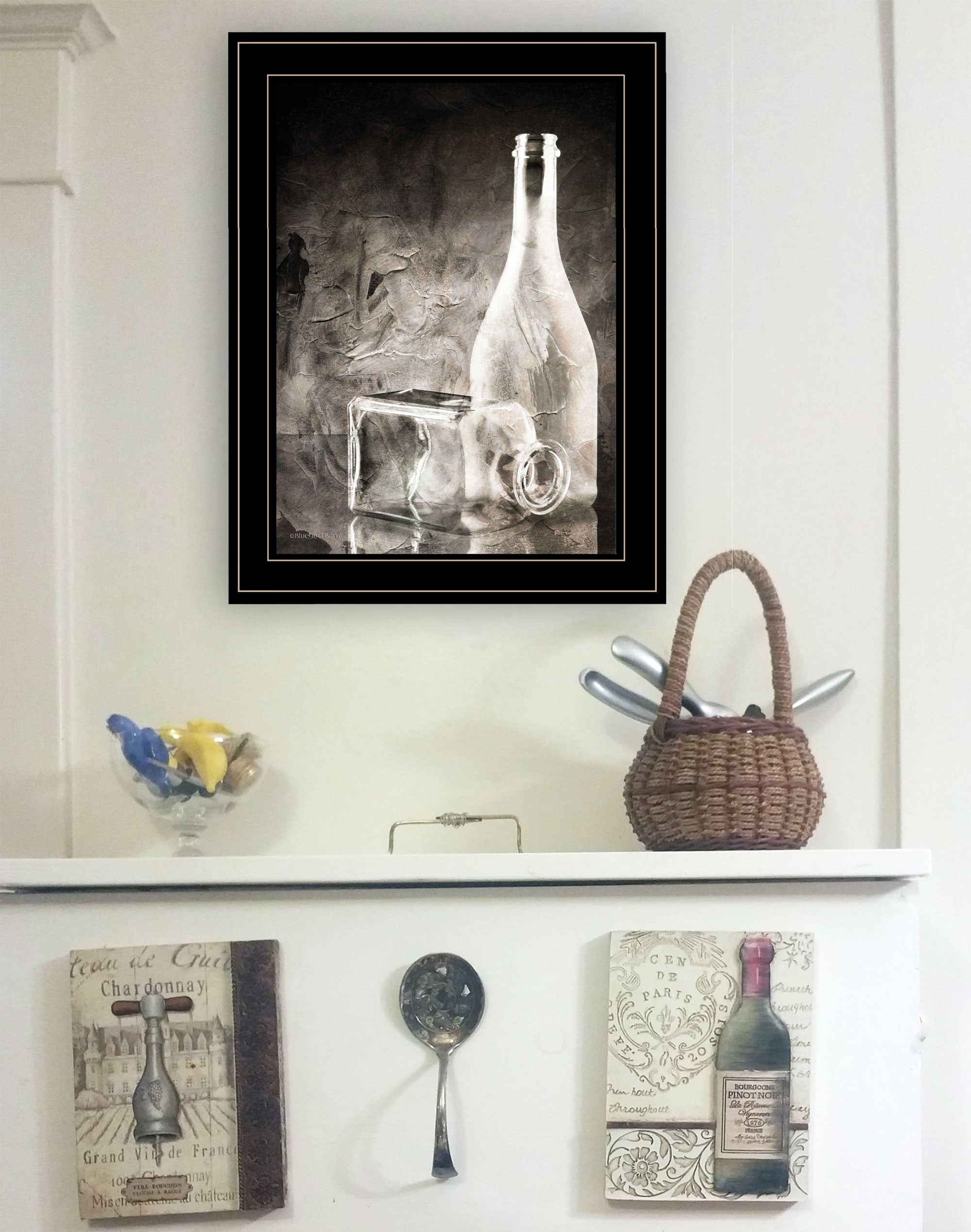 Moody Gray Glassware Still Life 3 Black Framed Print Kitchen Wall Art-3