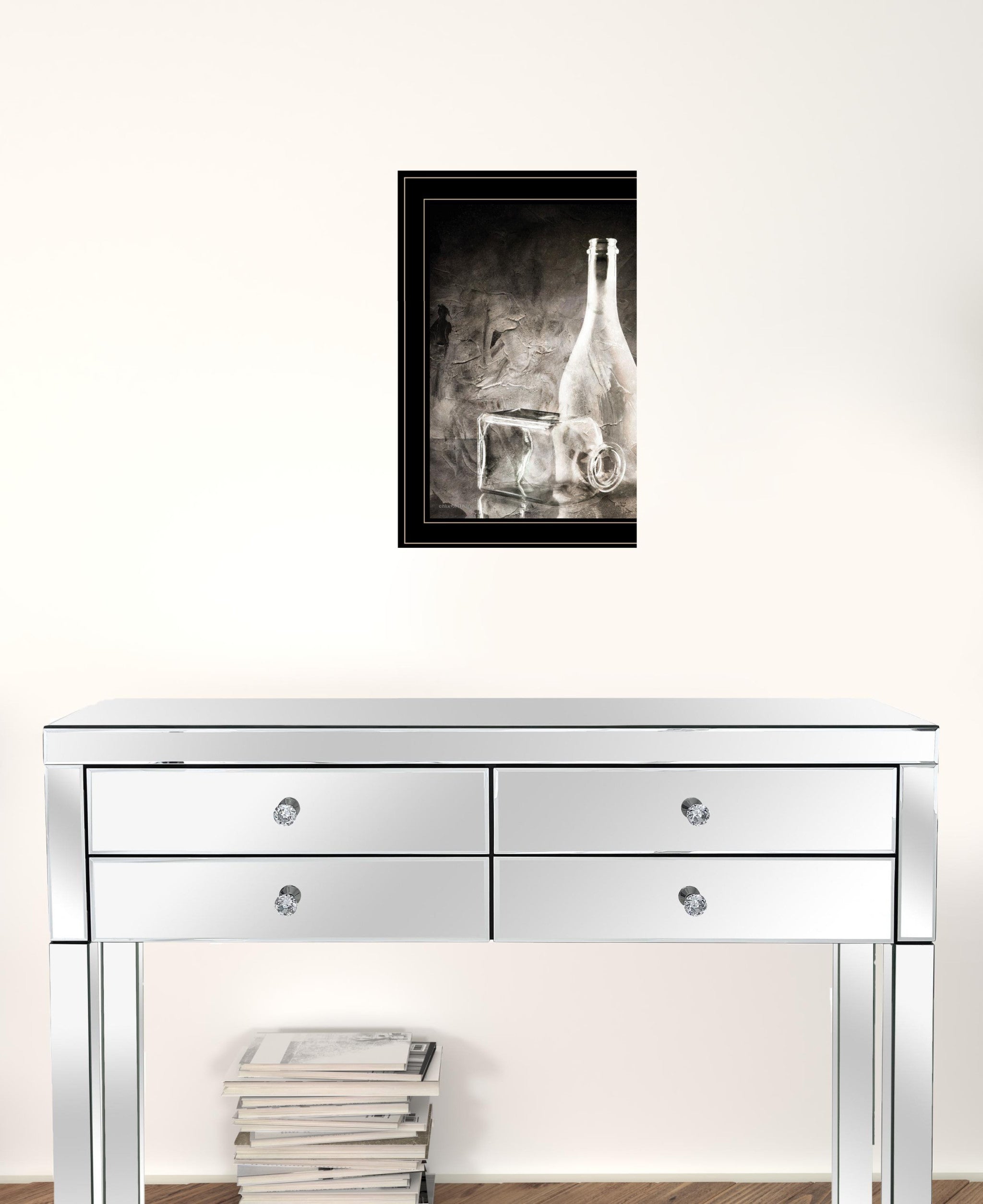 Moody Gray Glassware Still Life 3 Black Framed Print Kitchen Wall Art-1