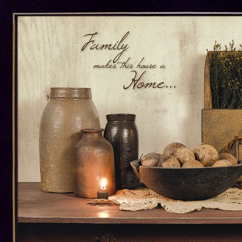 Family Makes a House a Home Black Framed Print Wall Art-3