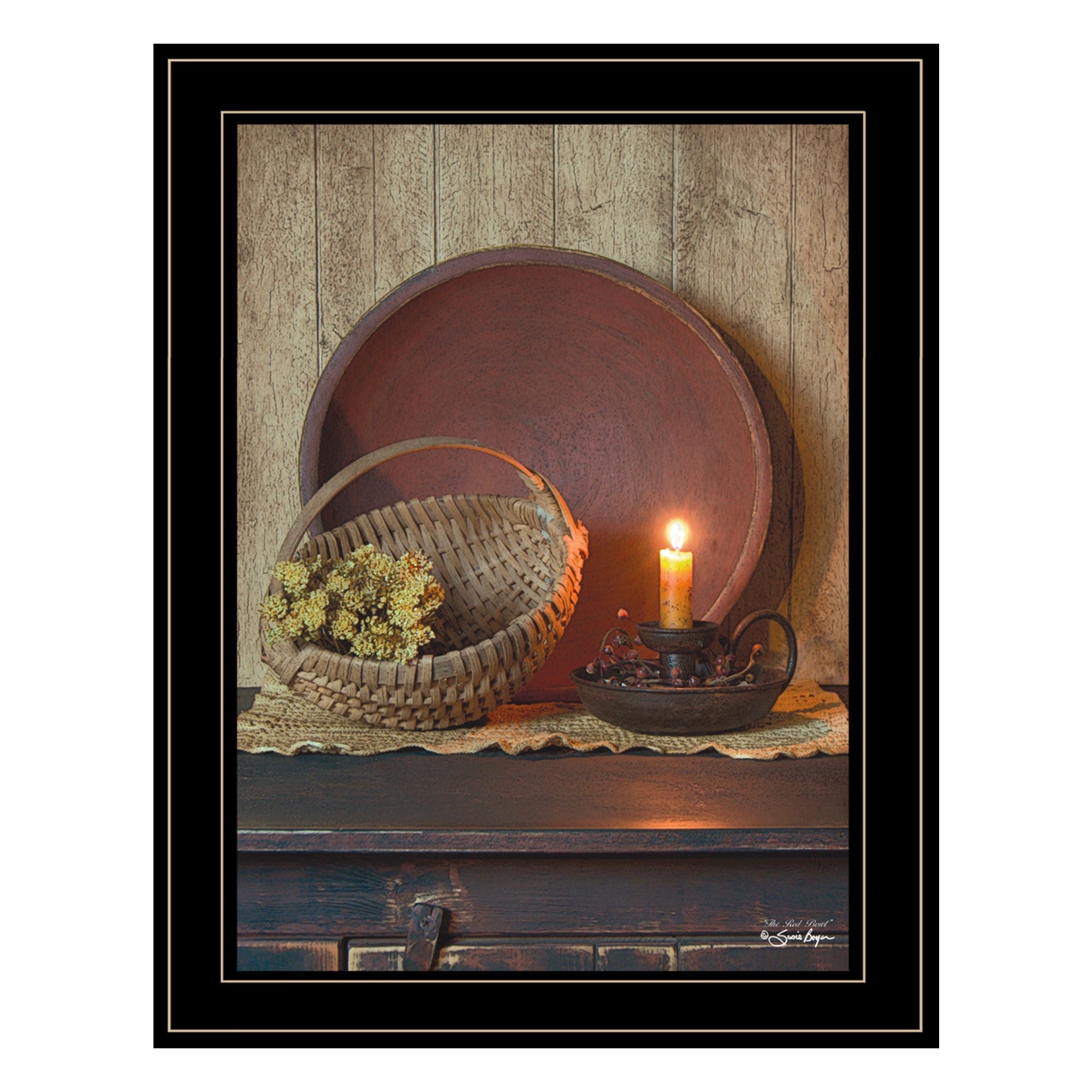 The Red Basket 5 Black Framed Print Wall Art-1