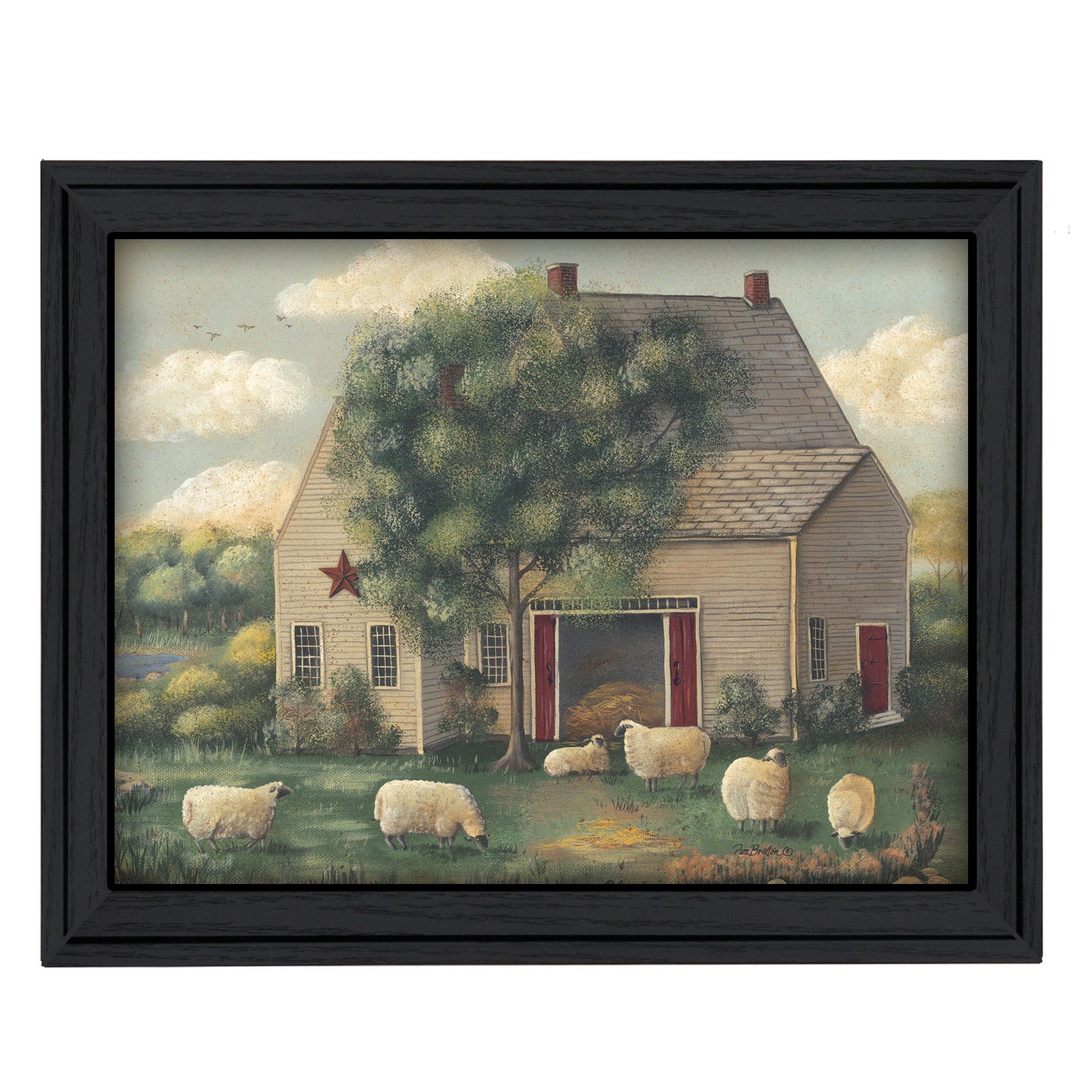 Wooly Sheep Black Framed Print Wall Art-1