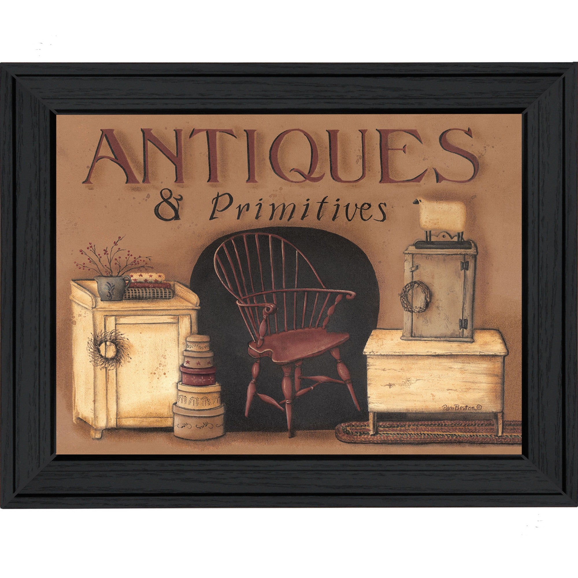 Antiques and Primitives Black Framed Print Wall Art-1