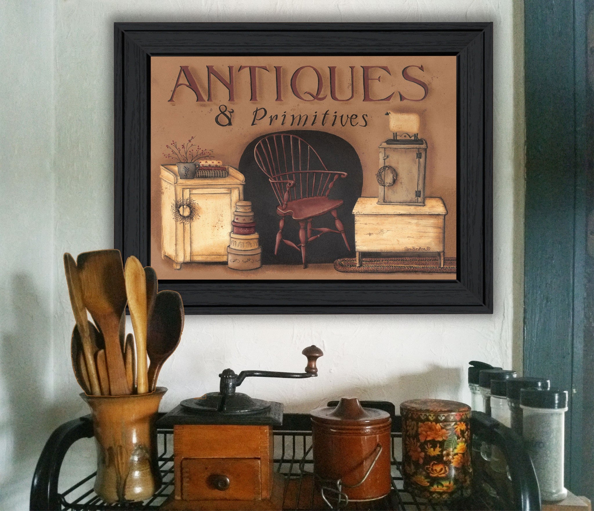 Antiques and Primitives Black Framed Print Wall Art-3