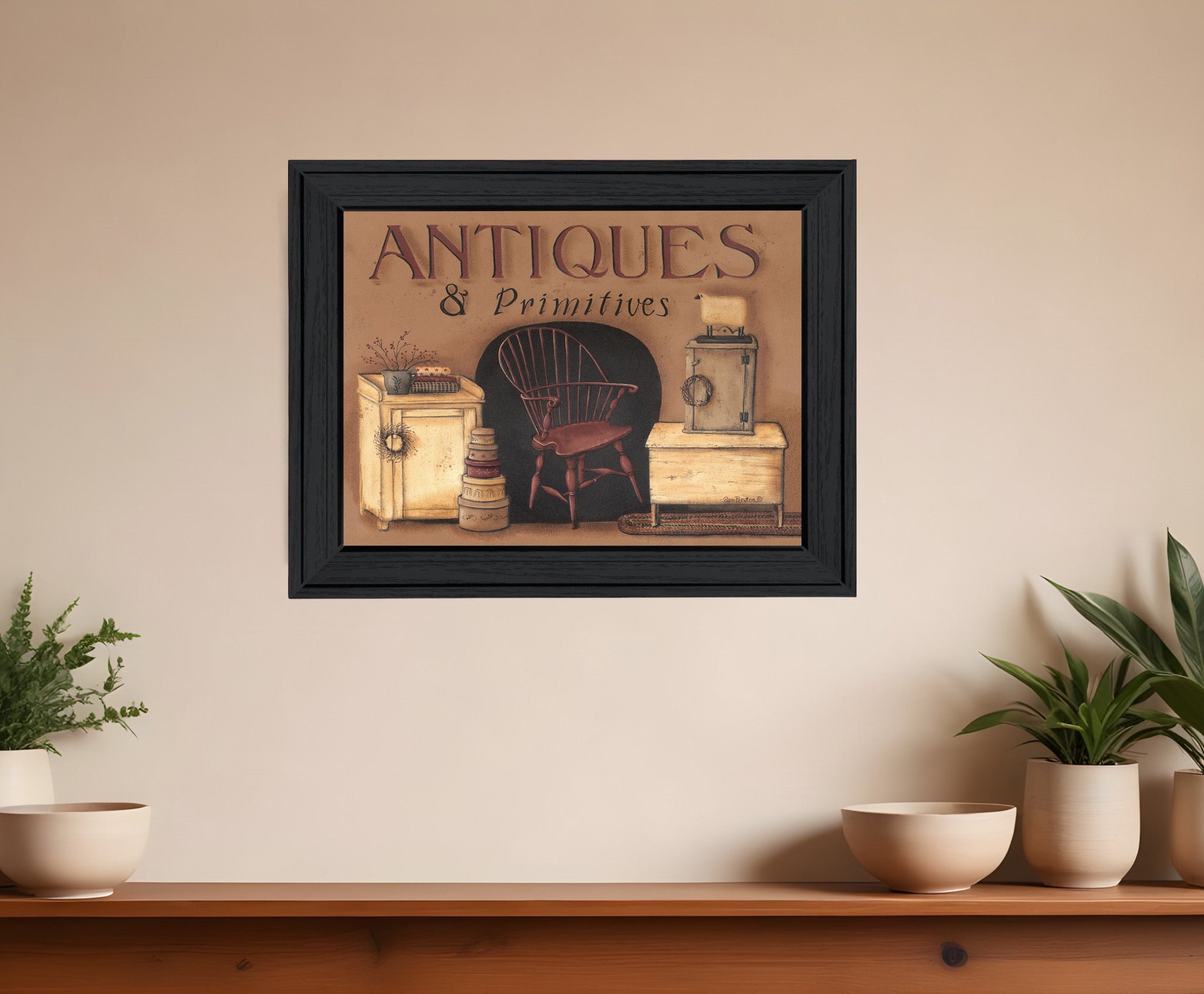 Antiques and Primitives Black Framed Print Wall Art-0