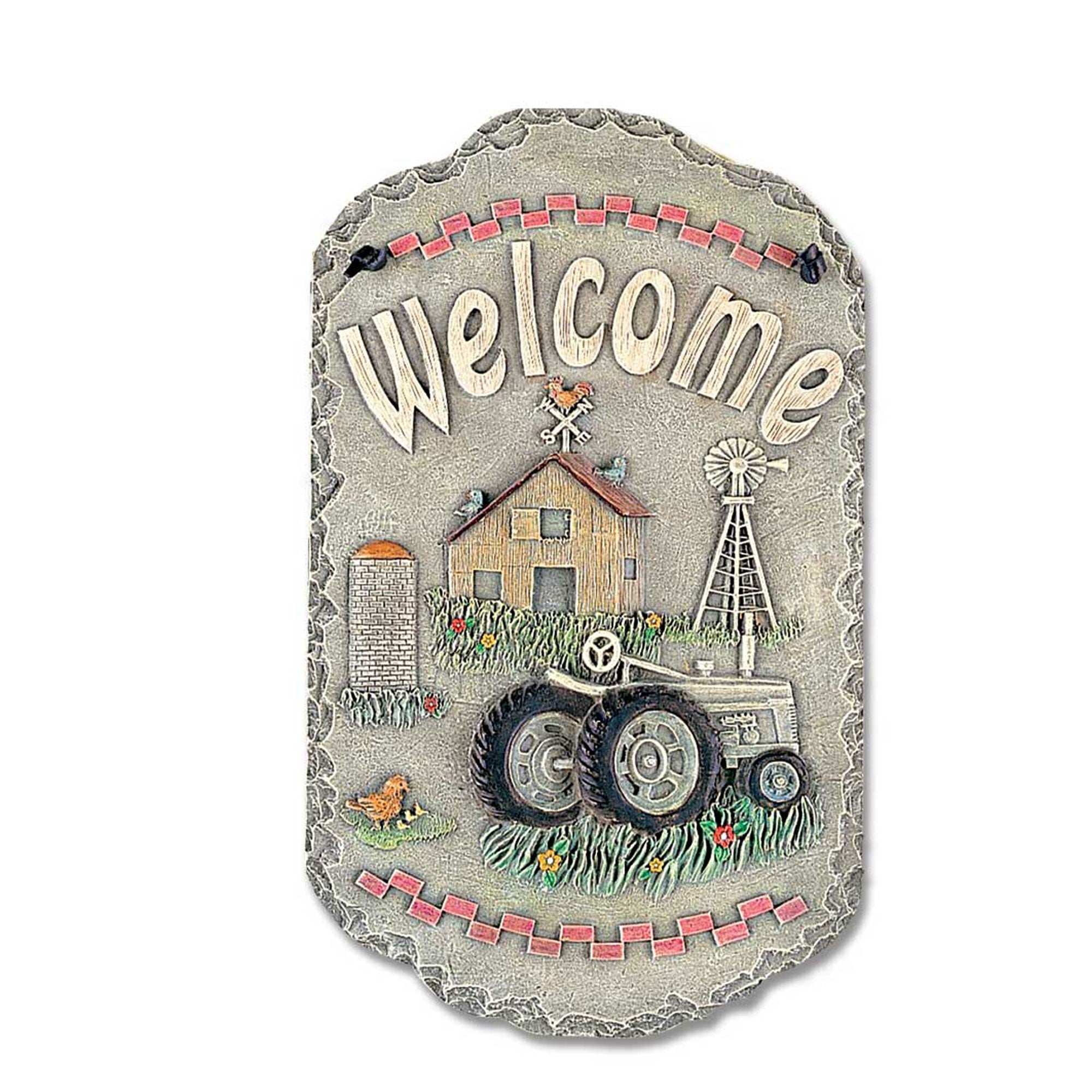 Tractor and Farm Welcome Sign Indoor Outdoor Resin Wall Decor-0