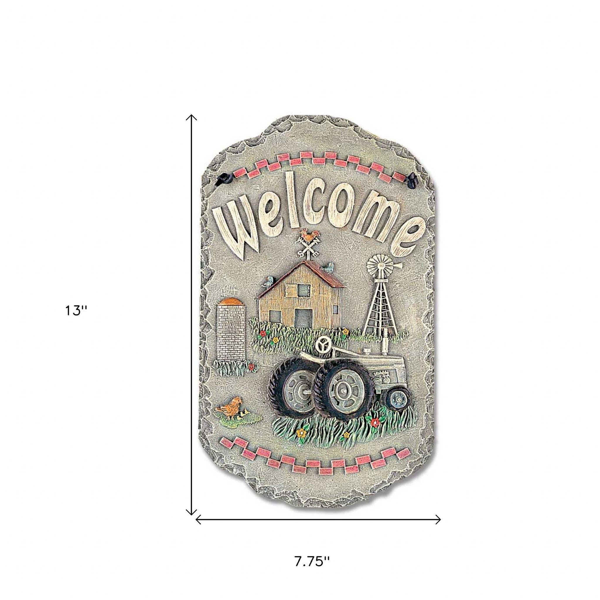 Tractor and Farm Welcome Sign Indoor Outdoor Resin Wall Decor-4