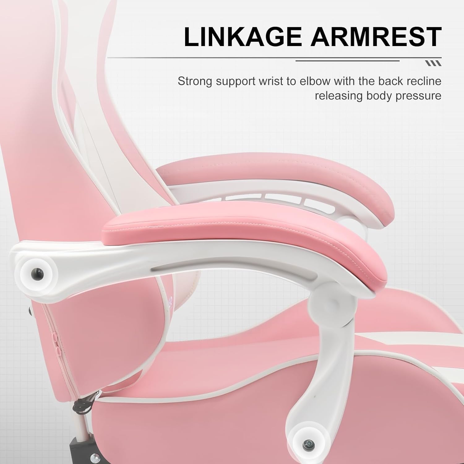 Pink Gaming Chair With Footrest And Lumbar Support Height Adjustable
