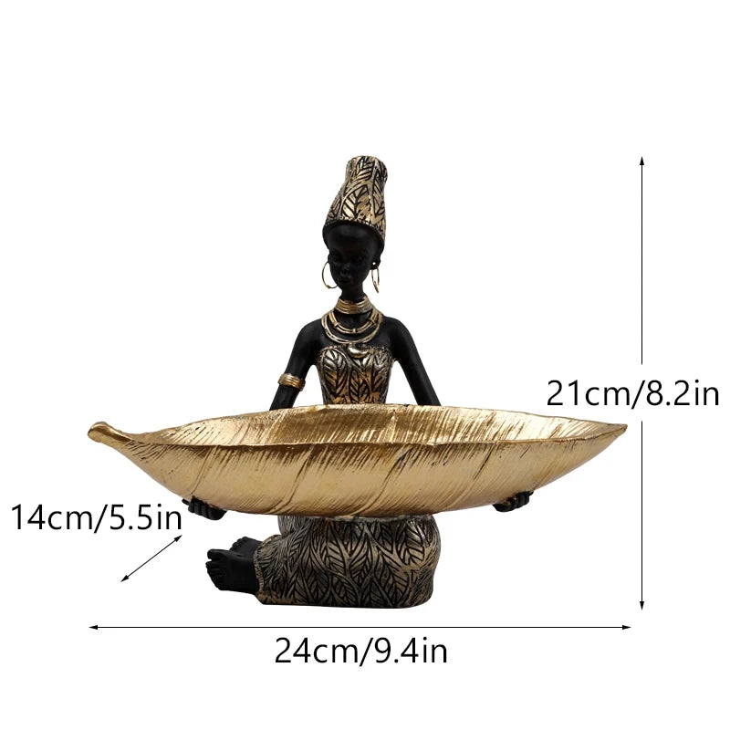 Vilead Black Woman Tray Entrance Porch Decoration Key Candy Holder