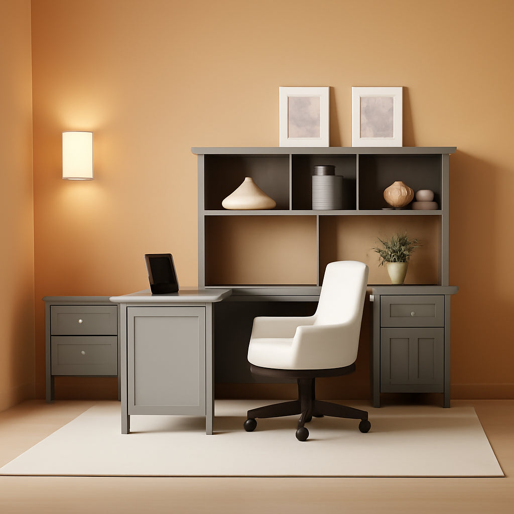 60W L Shaped Desk With Hutch And File Cabinet Home Office