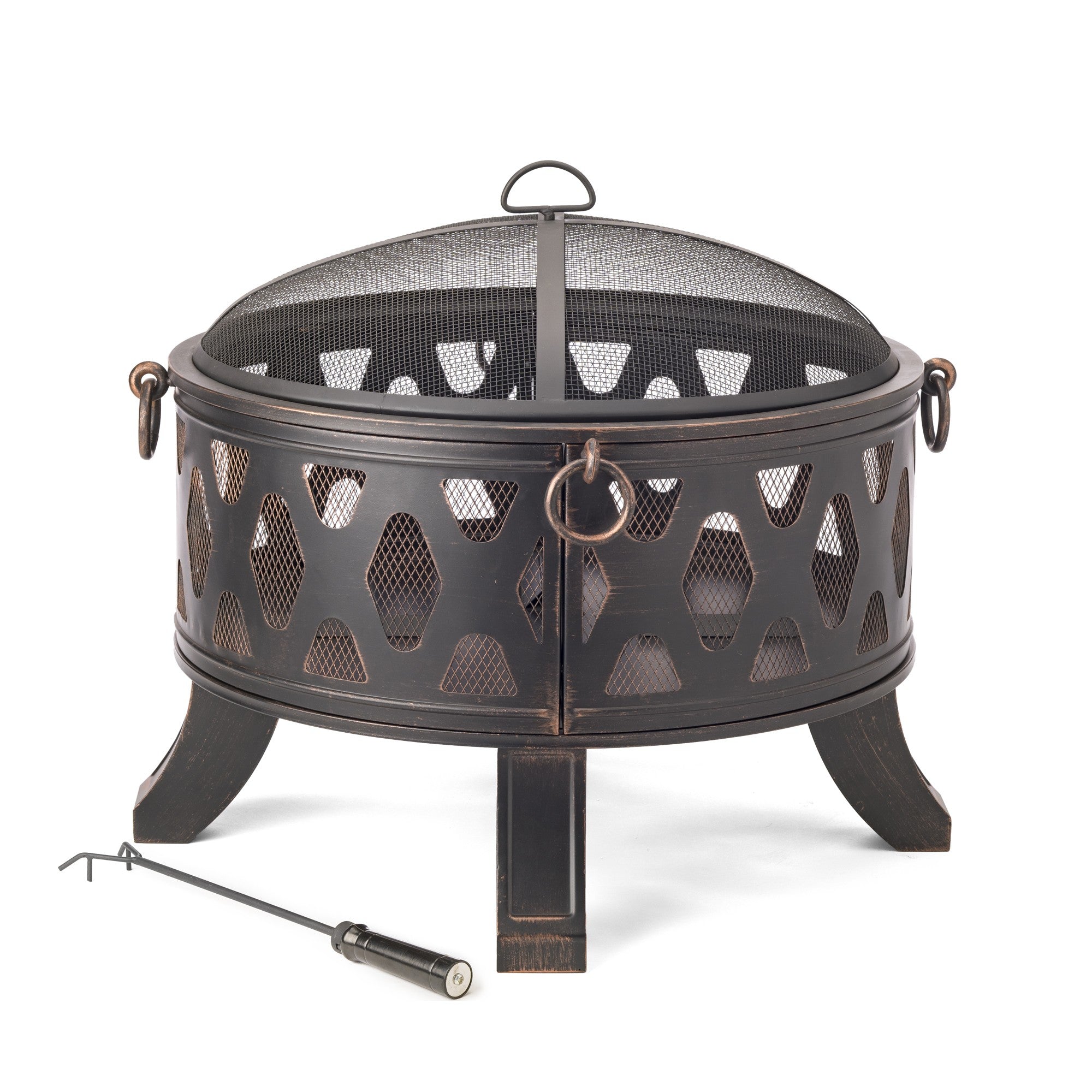 Rustic Brushed Black and Bronze Steel Wood Burning Fire Pit-0