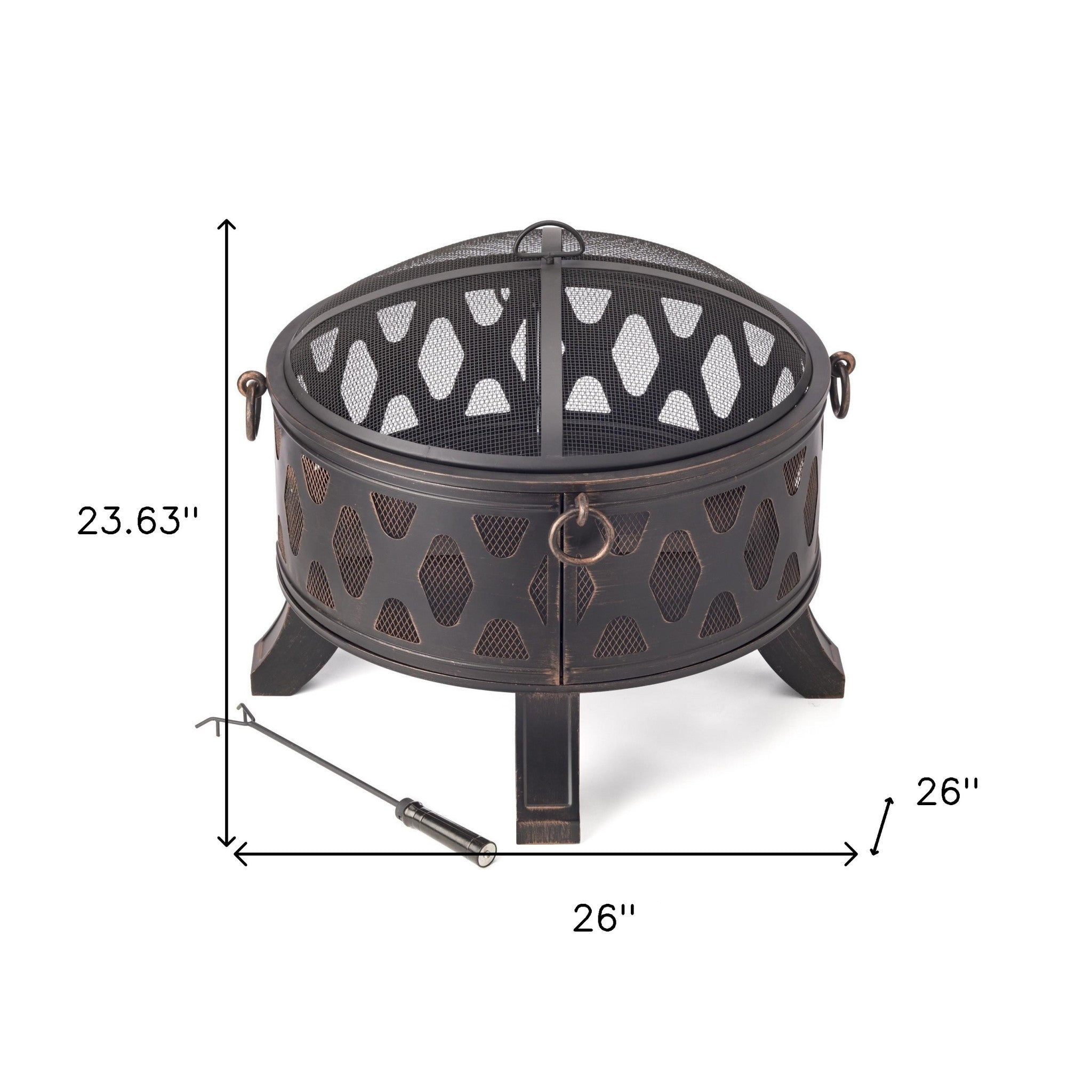 Rustic Brushed Black and Bronze Steel Wood Burning Fire Pit-3