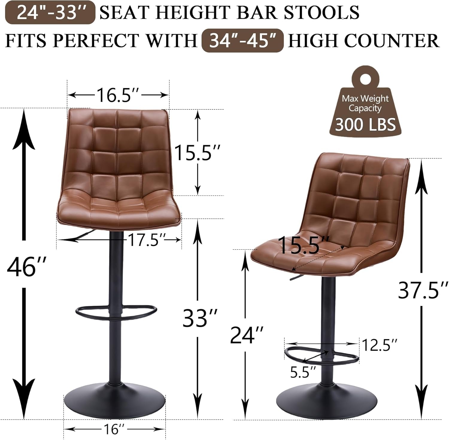 Swivel Counter Height Bar Stools Set of Three