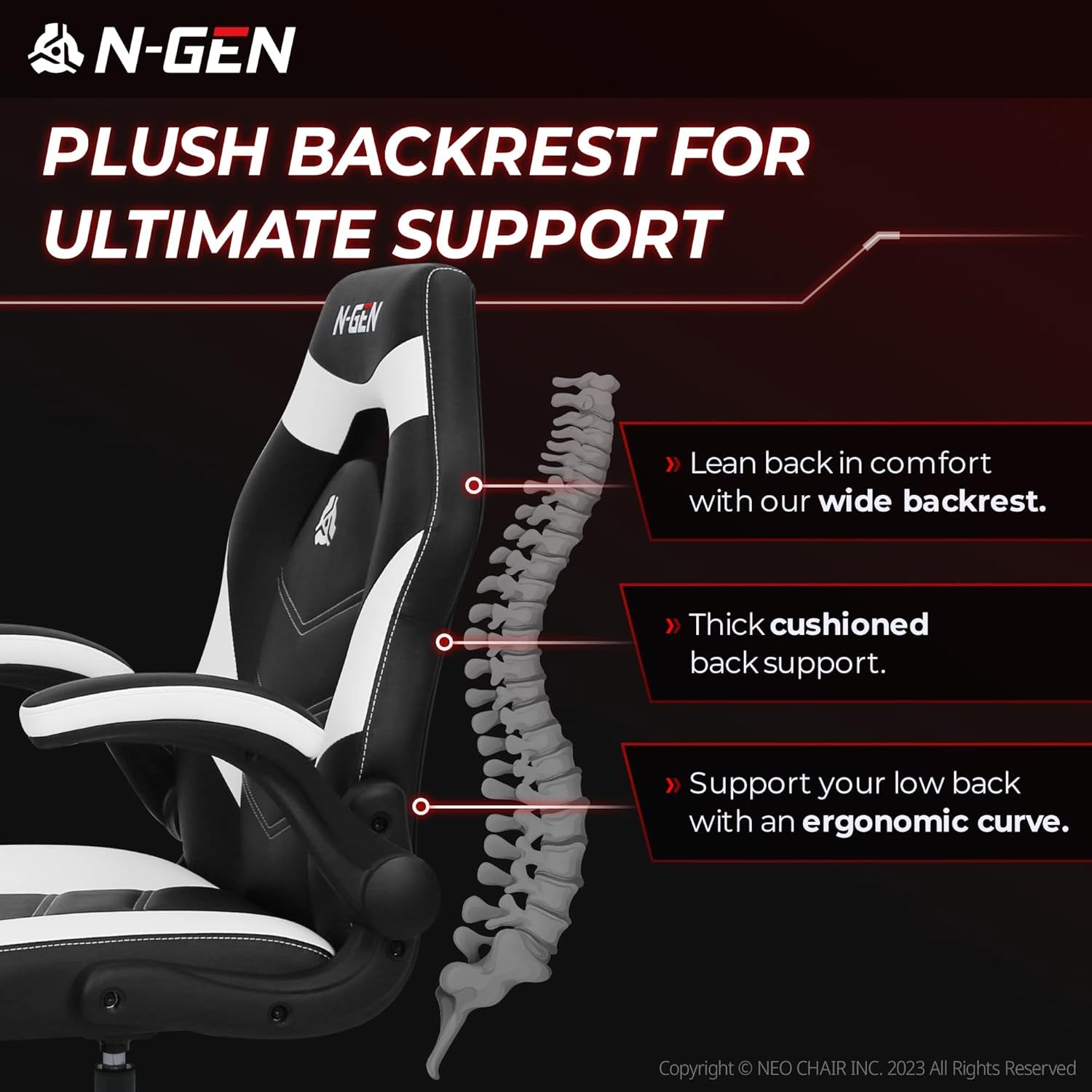 White Gaming Chair With Lumbar Support And Flip Up Arms