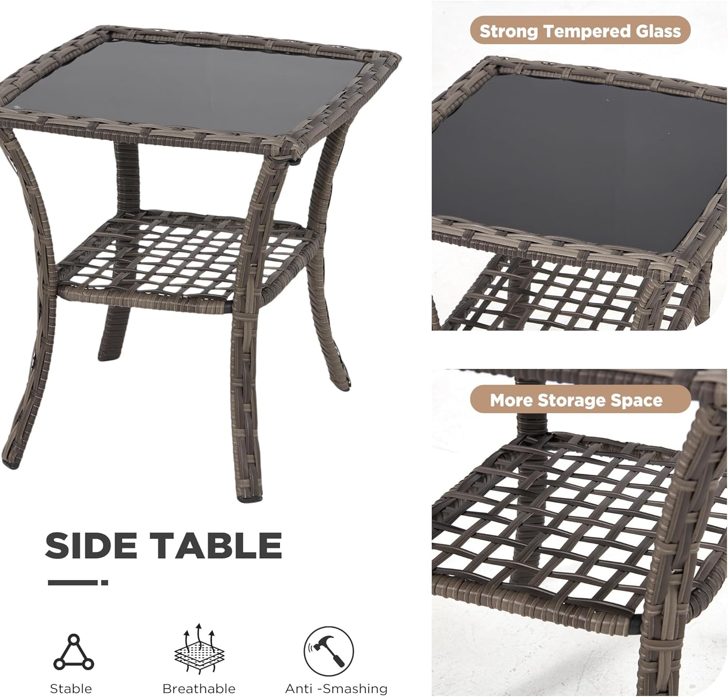 7 Piece Wicker Patio Furniture Set with Storage Coffee Table