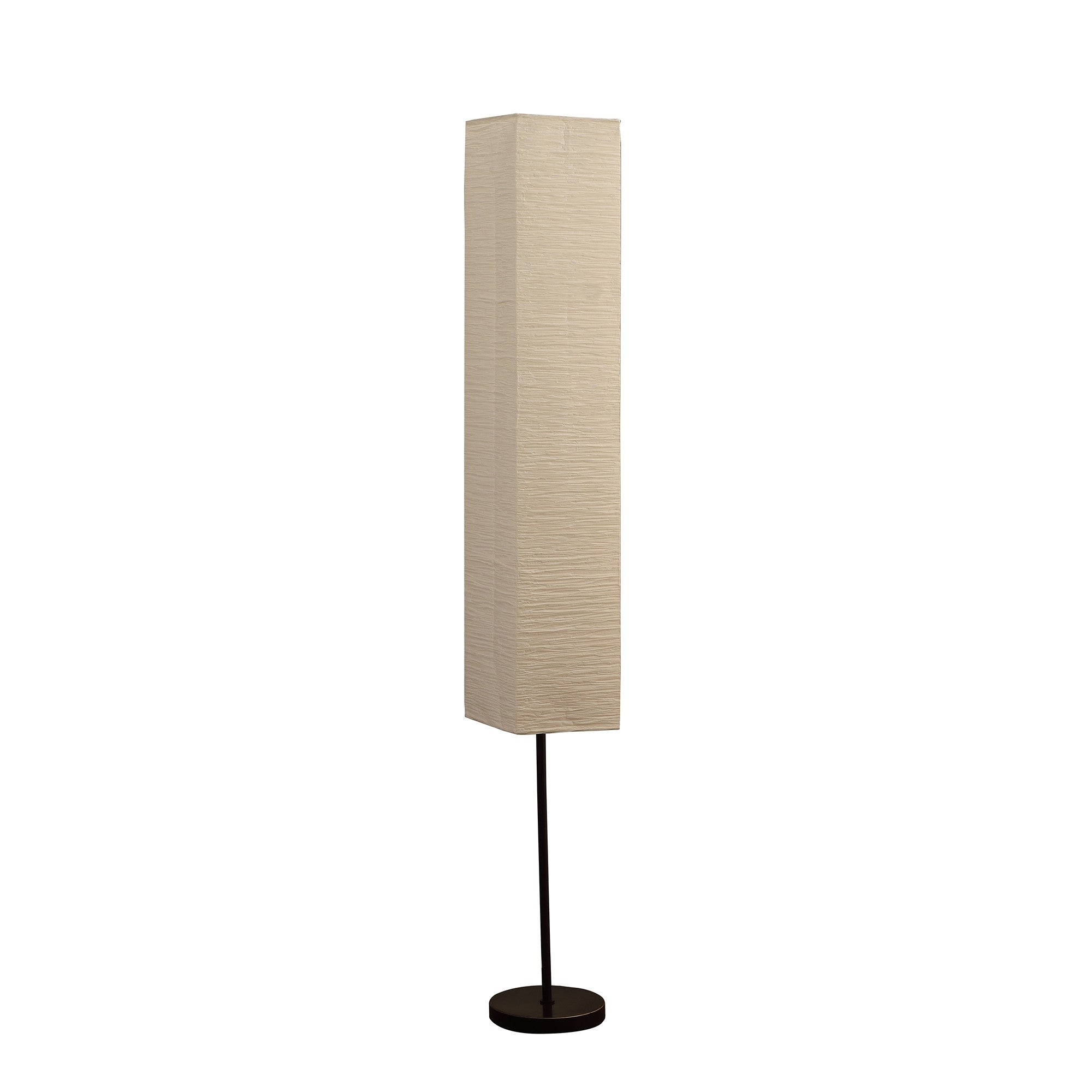 63" Black Column Floor Lamp With Off White Rectangular Paper Shade-1