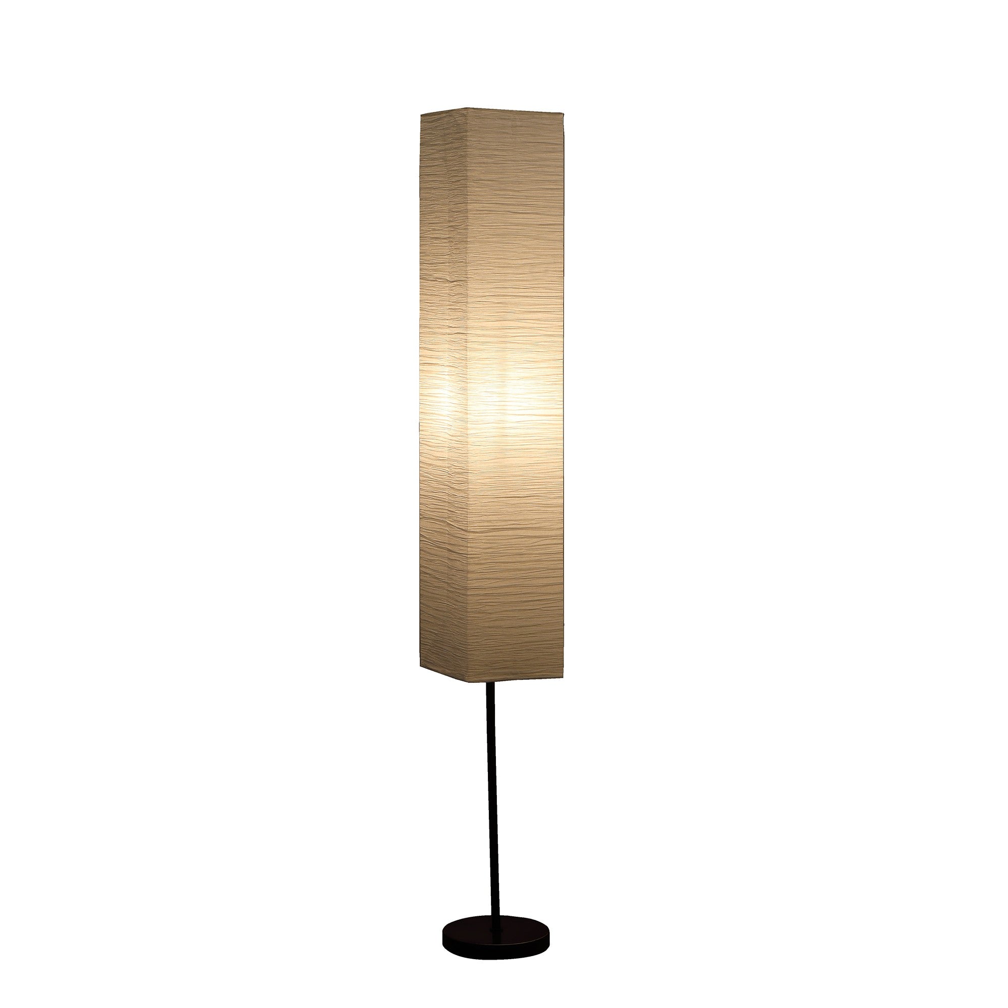 63" Black Column Floor Lamp With Off White Rectangular Paper Shade-0