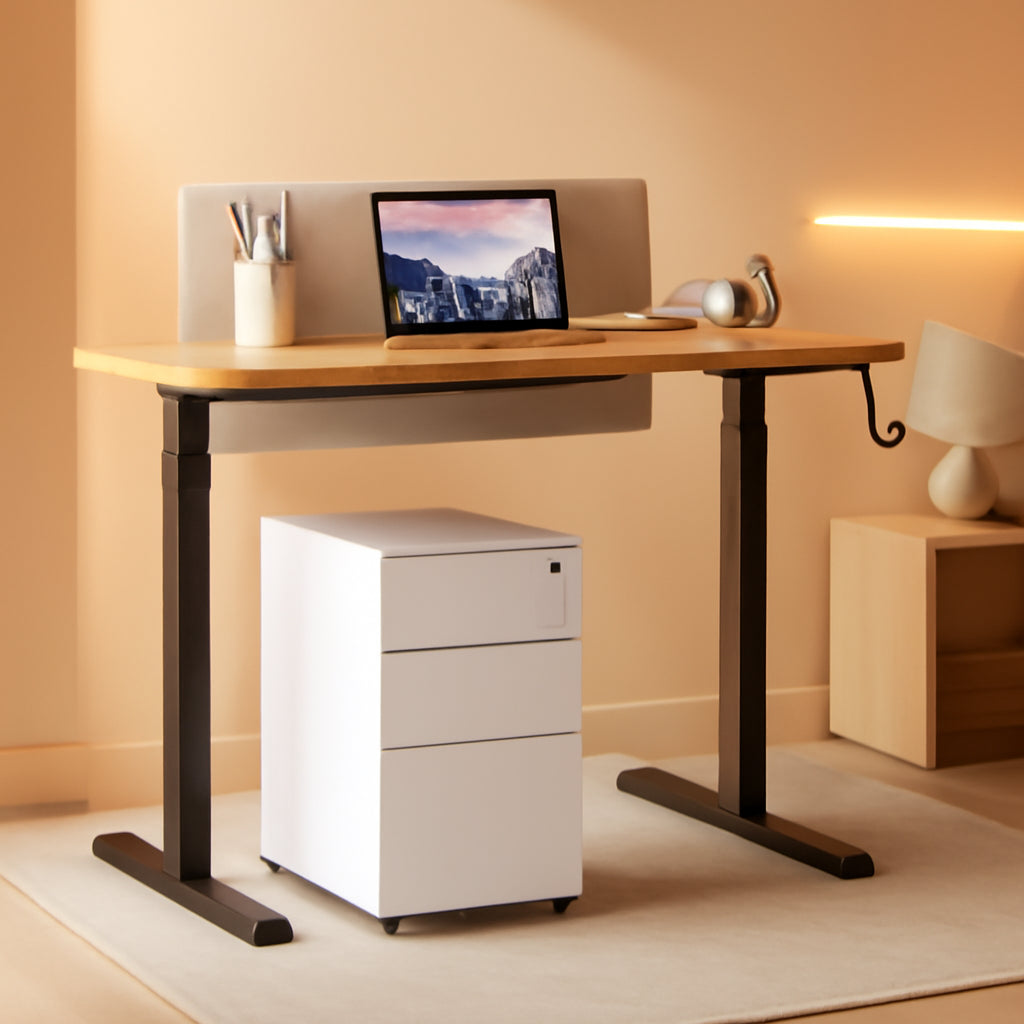 Slim White Mobile File Cabinet With Built In Lock Pedestal