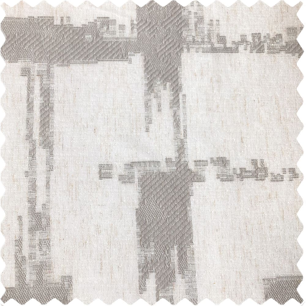 Chanda Beige Abstract Plaid Linen Sheer Curtains