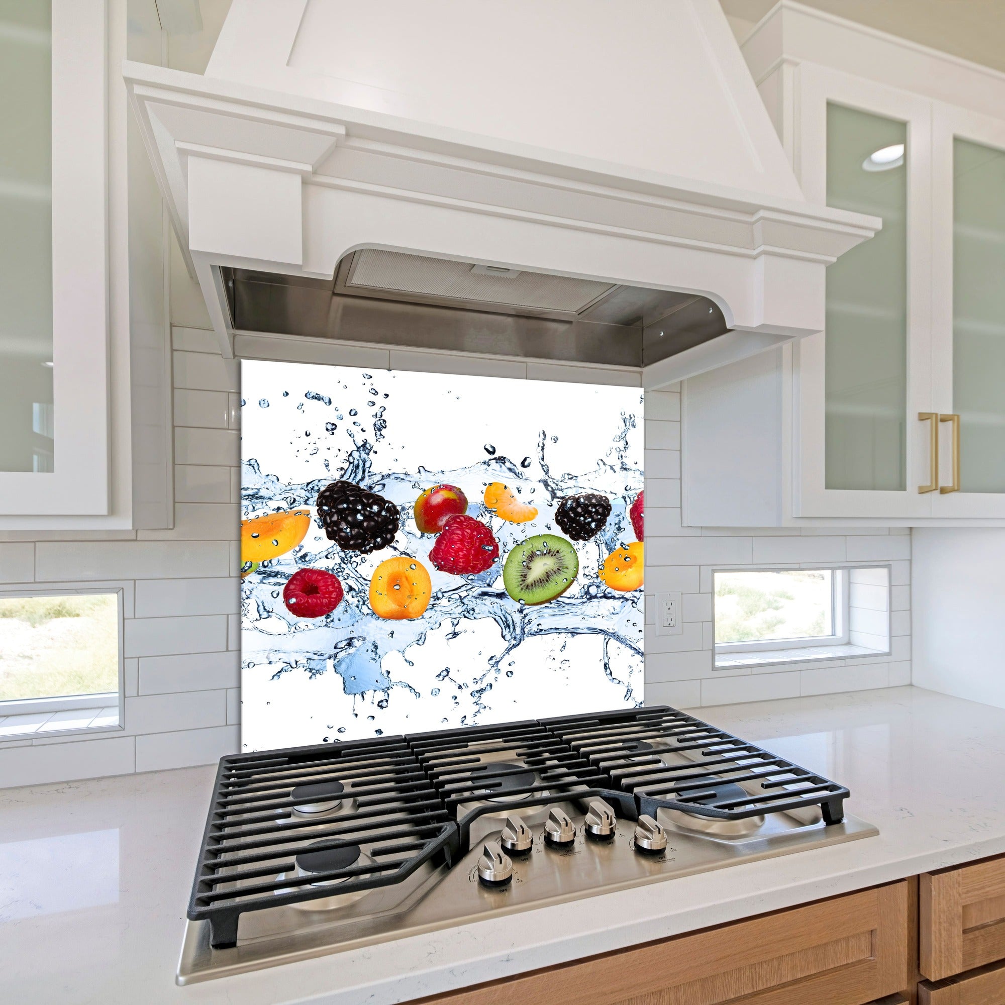 Square white Kitchen glass backsplash