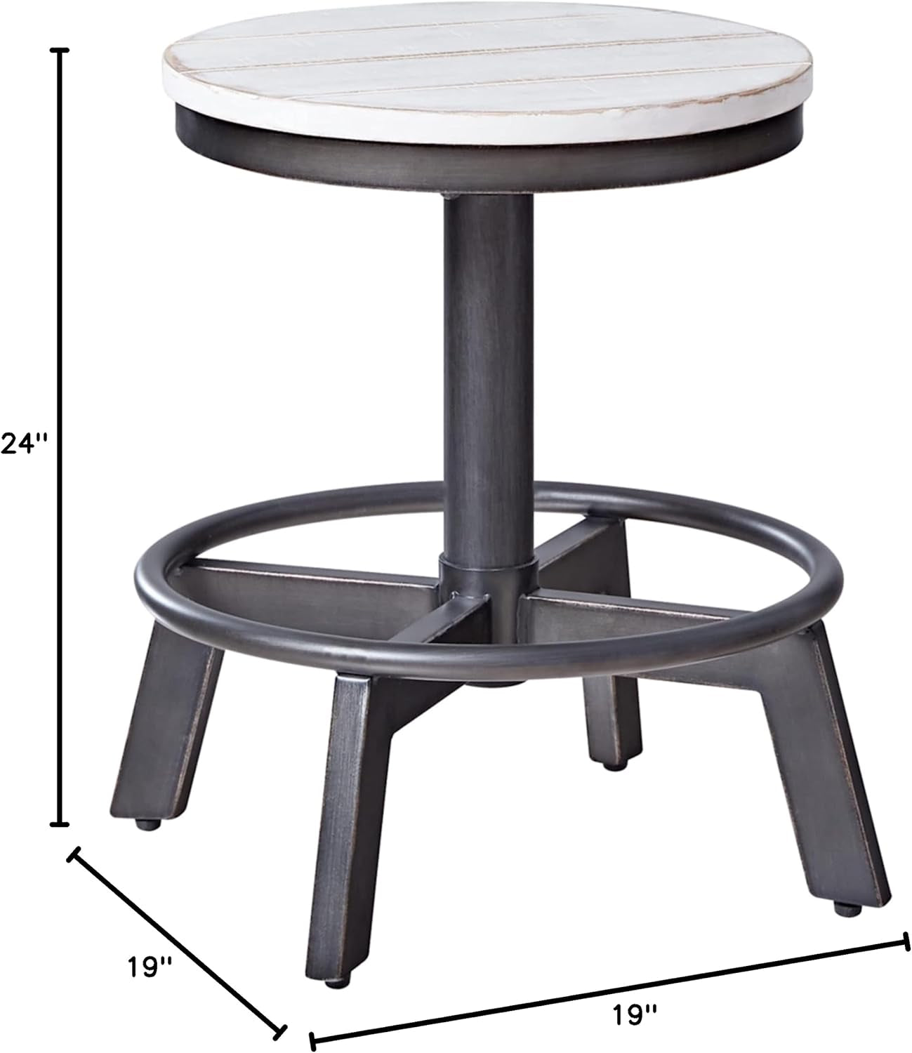Torjin Industrial Adjustable Height Bar Stool Set White And Black